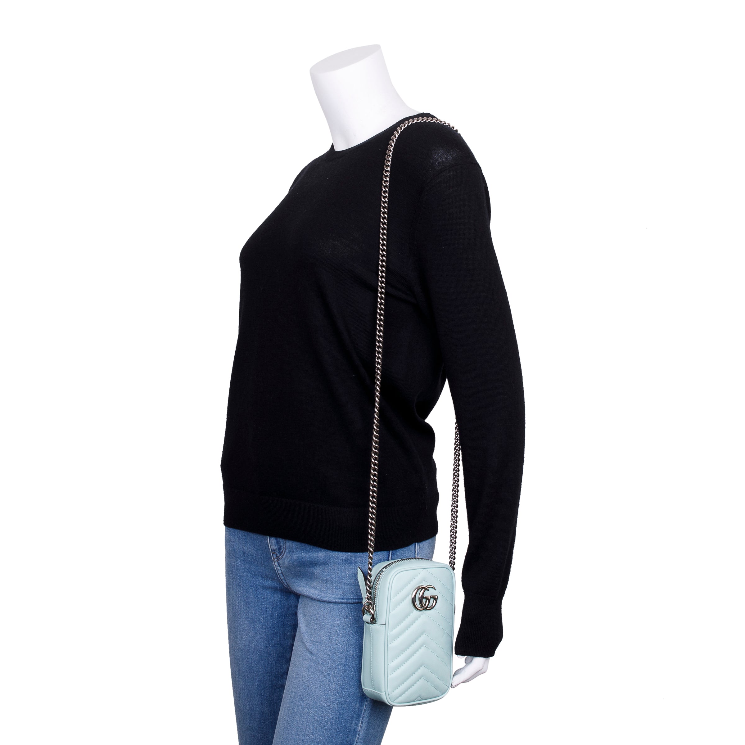 Gucci Water Green Leather GG Marmont Mini Bag