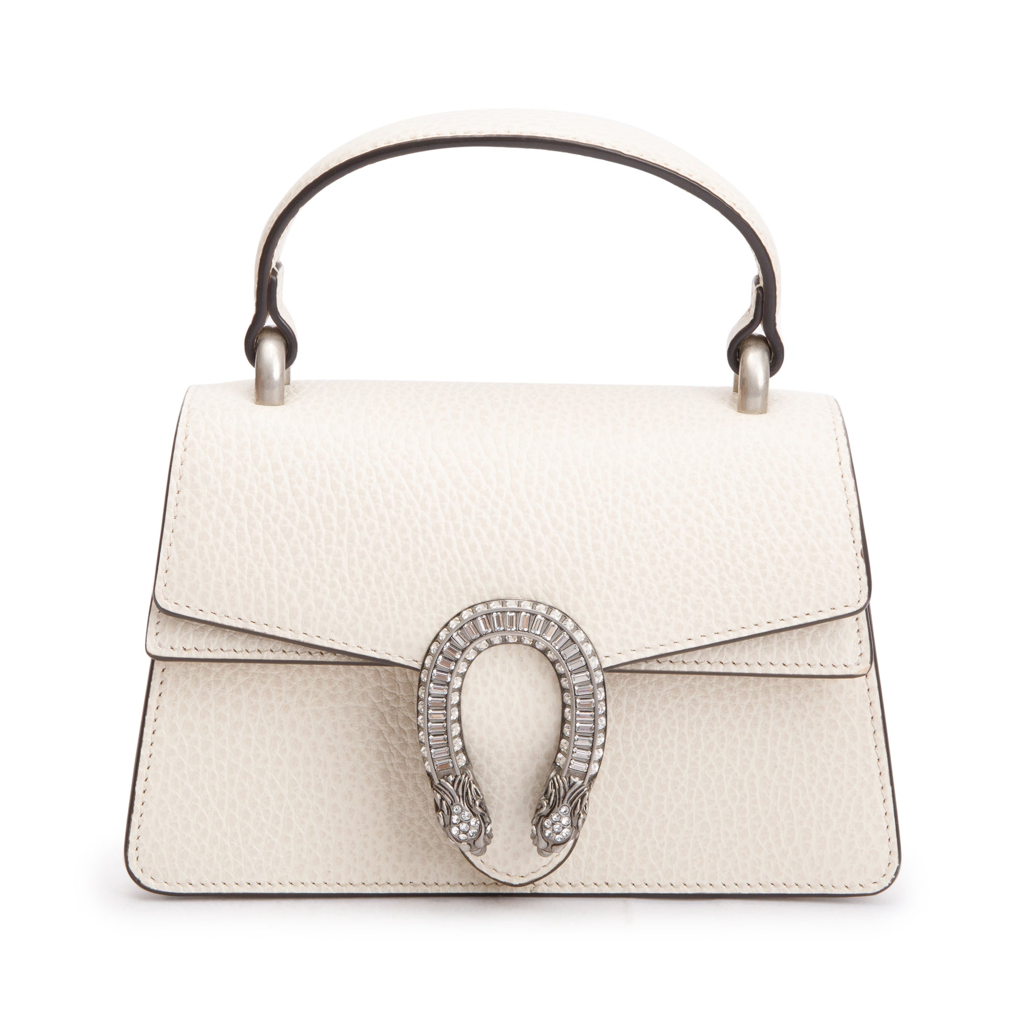 Gucci White Calfskin Leather Dionysus Mini Top Handle Bag w/ Box
