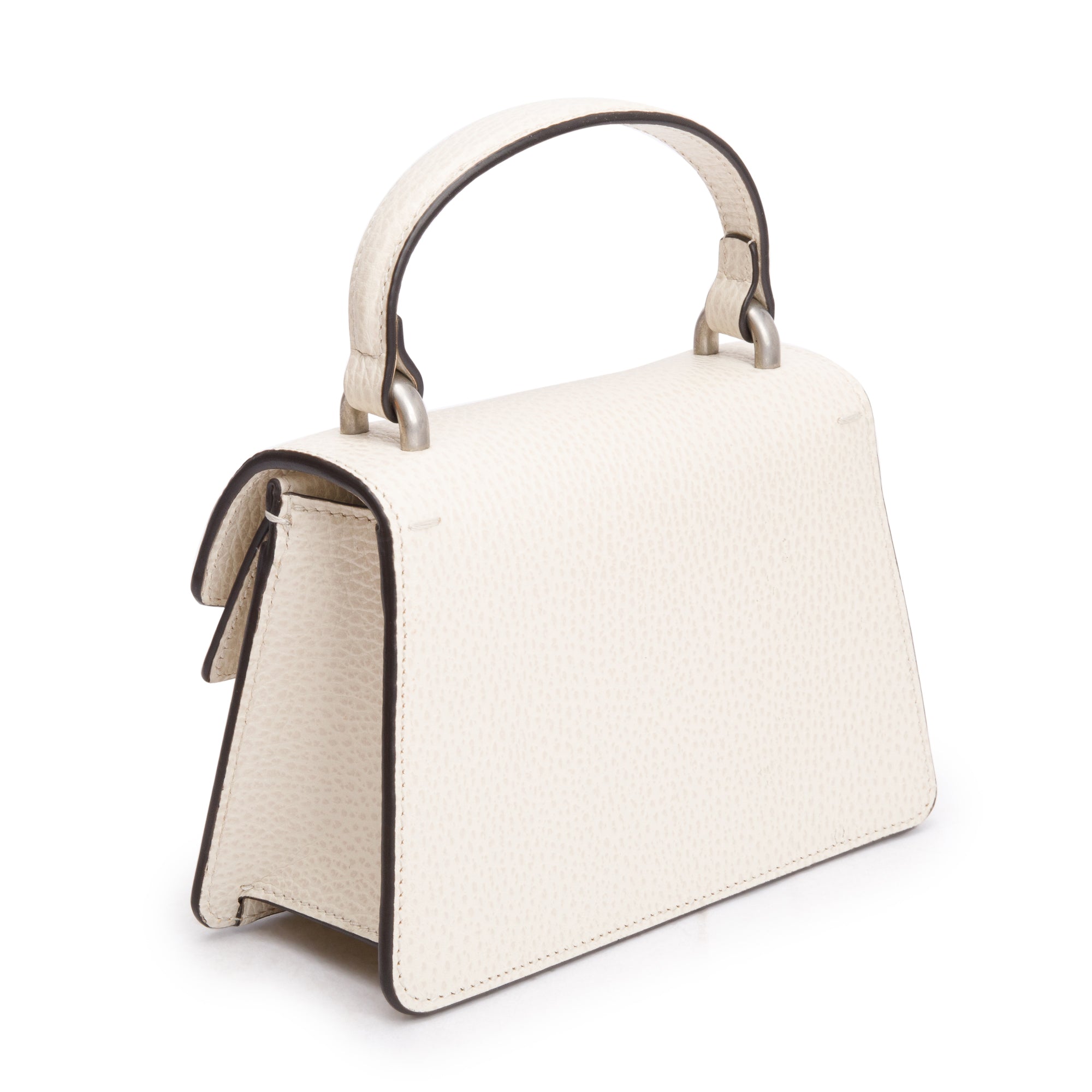 Gucci White Calfskin Leather Dionysus Mini Top Handle Bag w/ Box