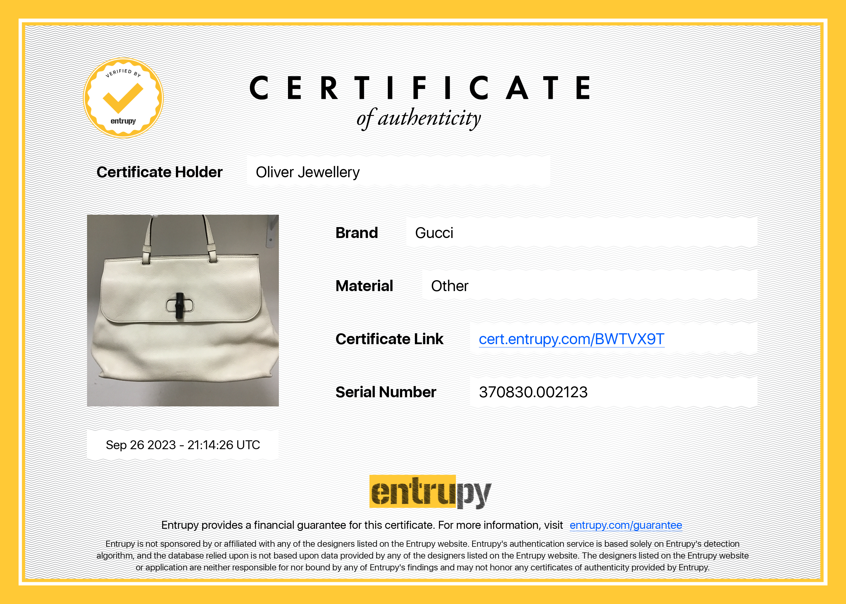 Gucci White Calfskin Leather Large Bamboo Daily Top Handle Bag w/ Strap