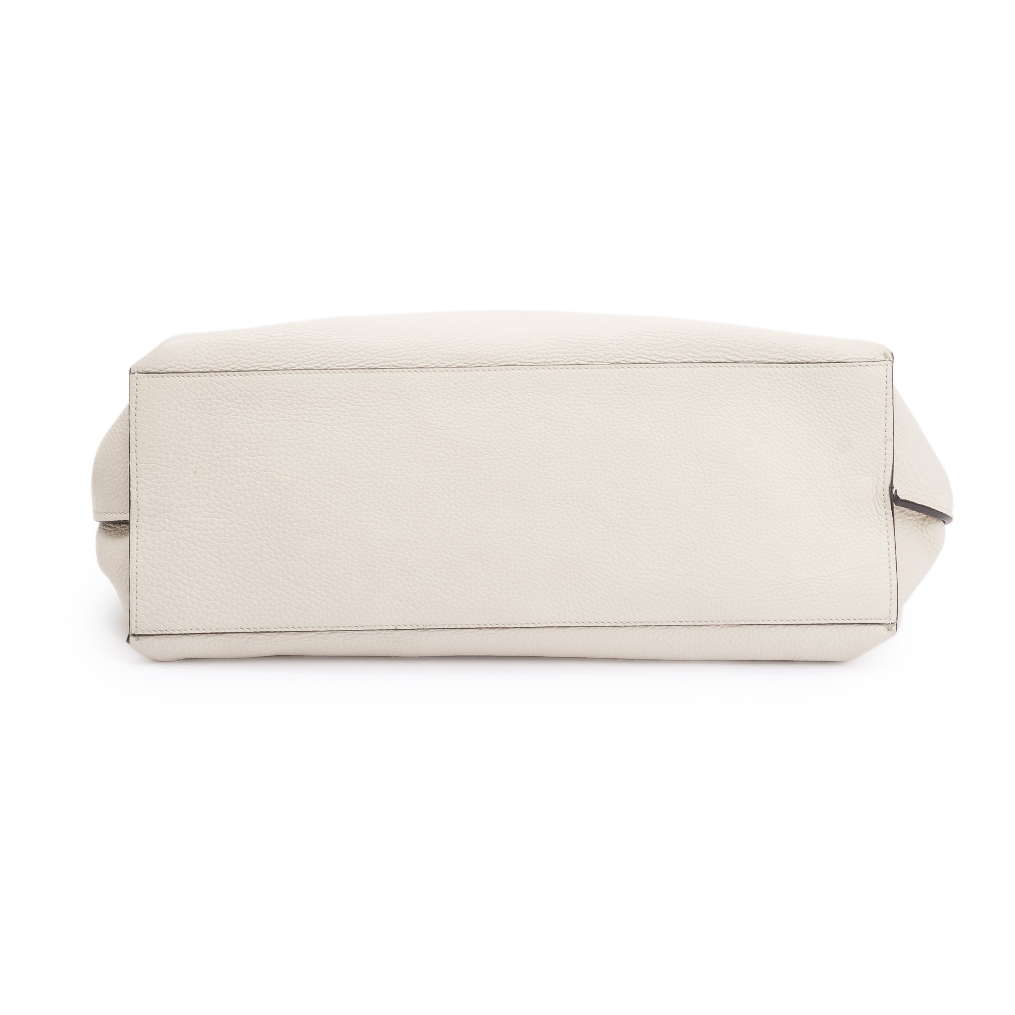 Gucci White Calfskin Leather Large Bamboo Daily Top Handle Bag w/ Strap