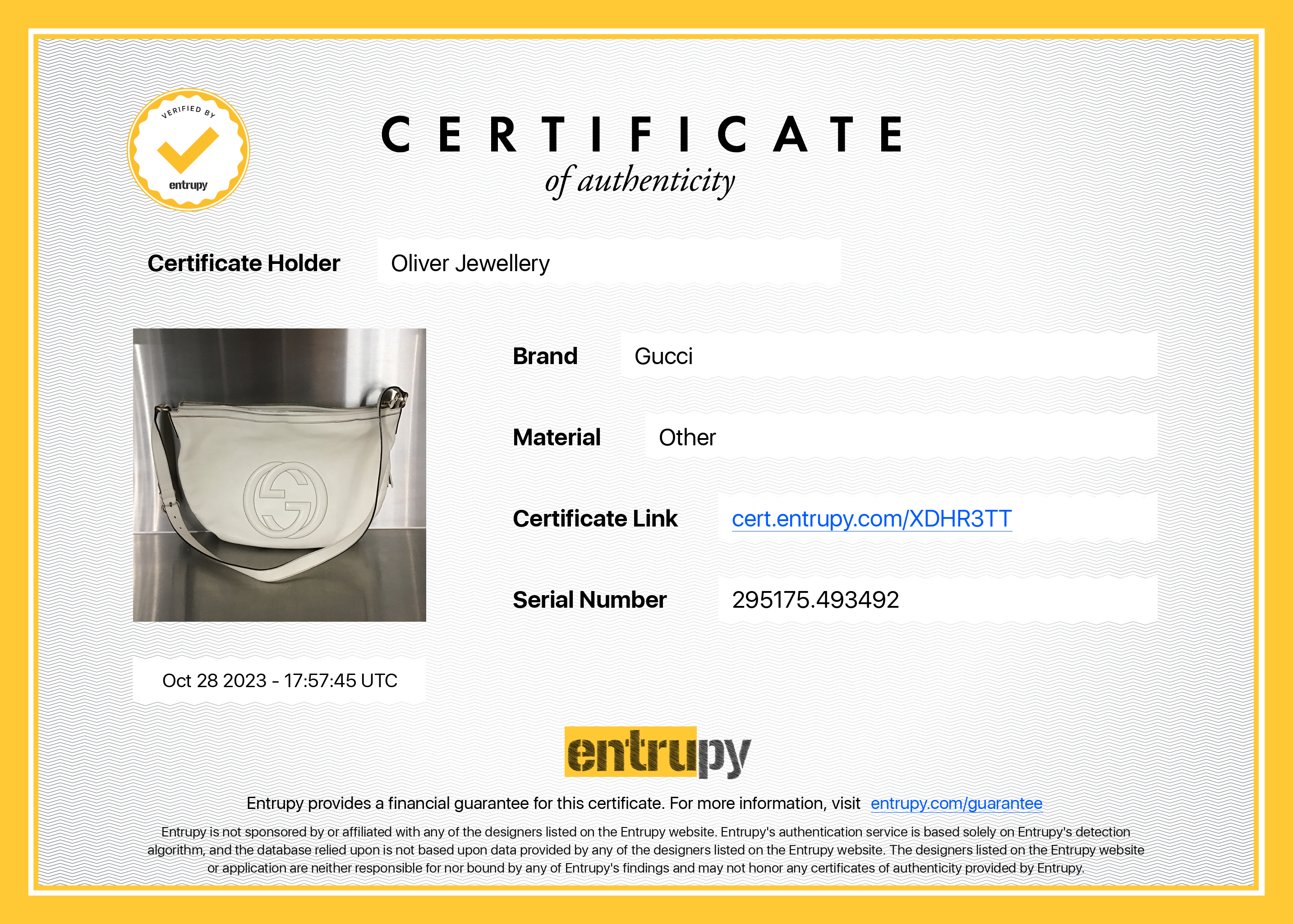 Gucci White Calfskin Leather Medium Soho Hobo Bag