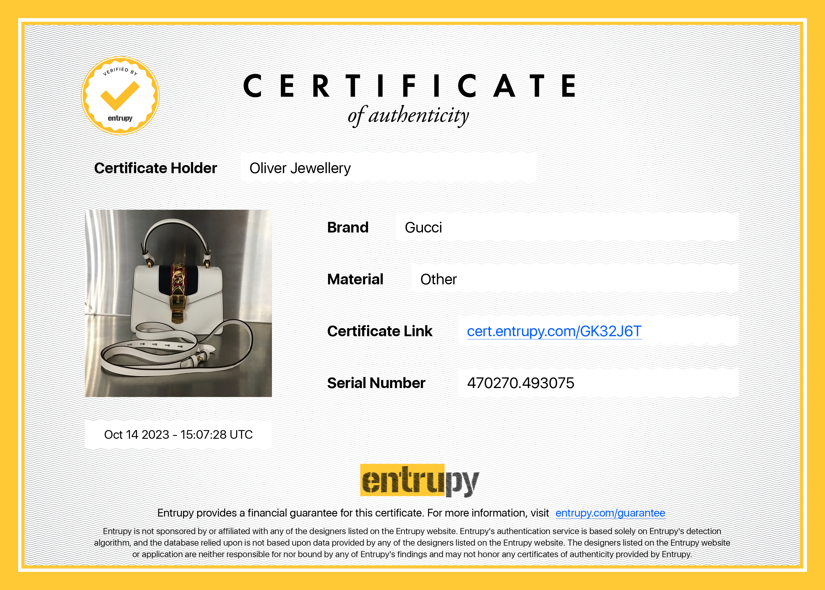 Gucci White Calfskin Leather Mini Sylvie Handle Bag w/ Straps