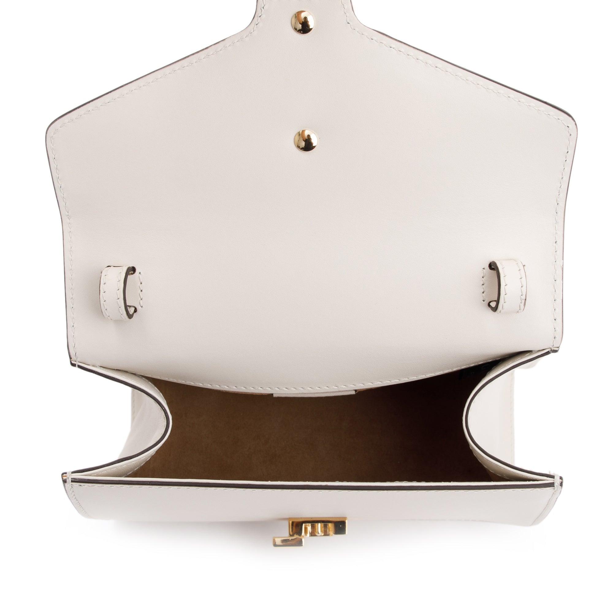 Gucci White Calfskin Leather Mini Sylvie Handle Bag w/ Straps