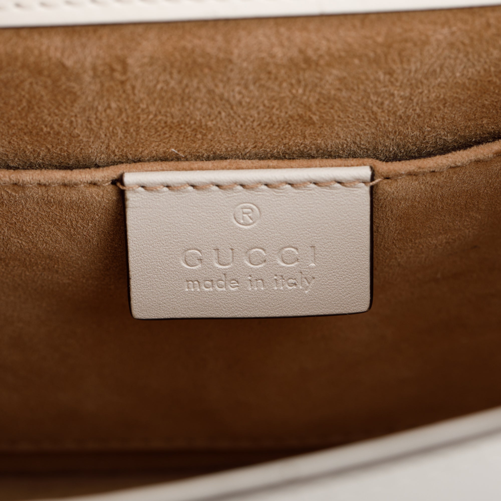 Gucci White Calfskin Leather Mini Sylvie Handle Bag w/ Straps