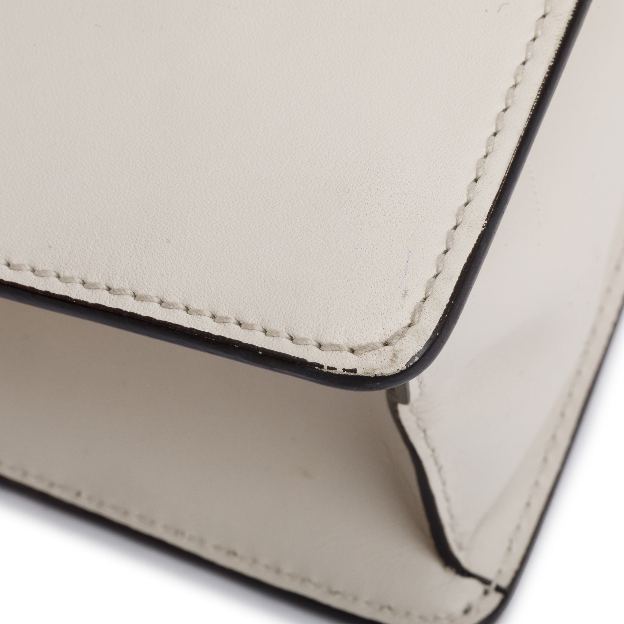 Gucci White Calfskin Leather Small Sylvie Handle Bag w/ Strap