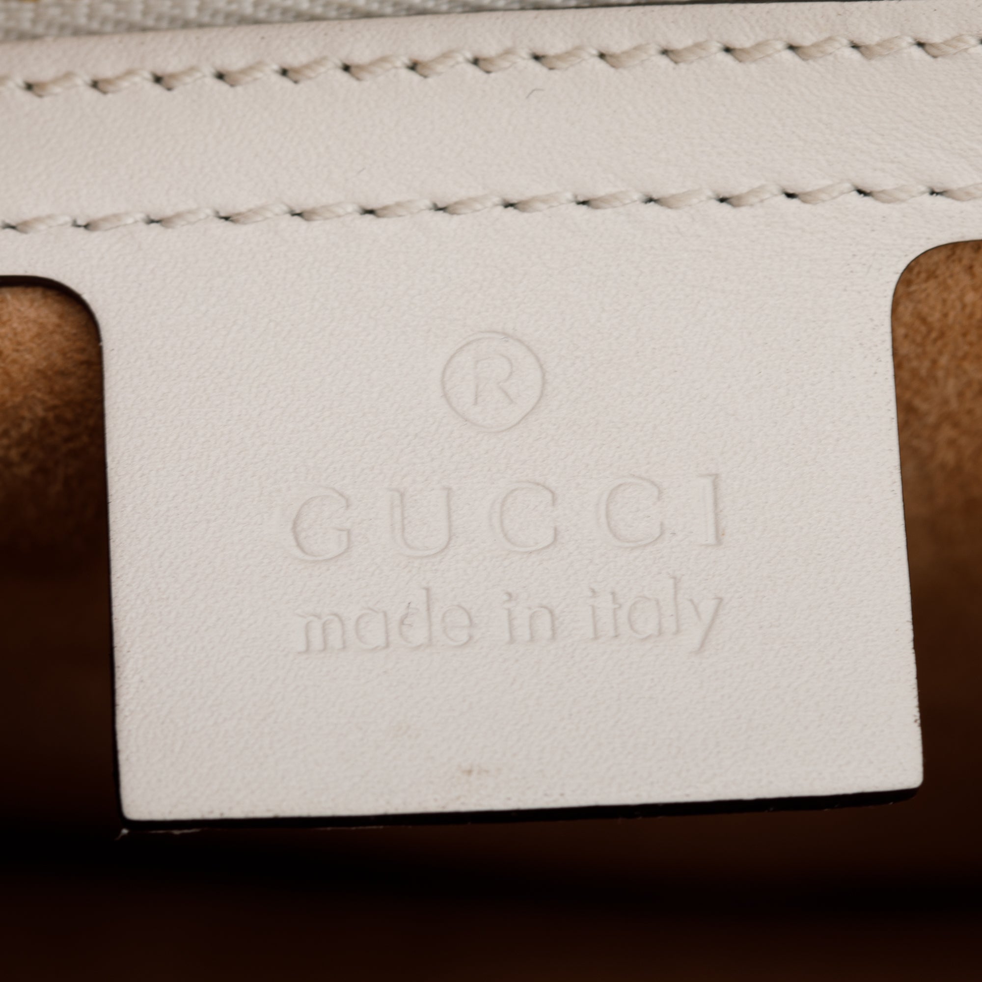 Gucci White Calfskin Leather Small Sylvie Handle Bag w/ Strap