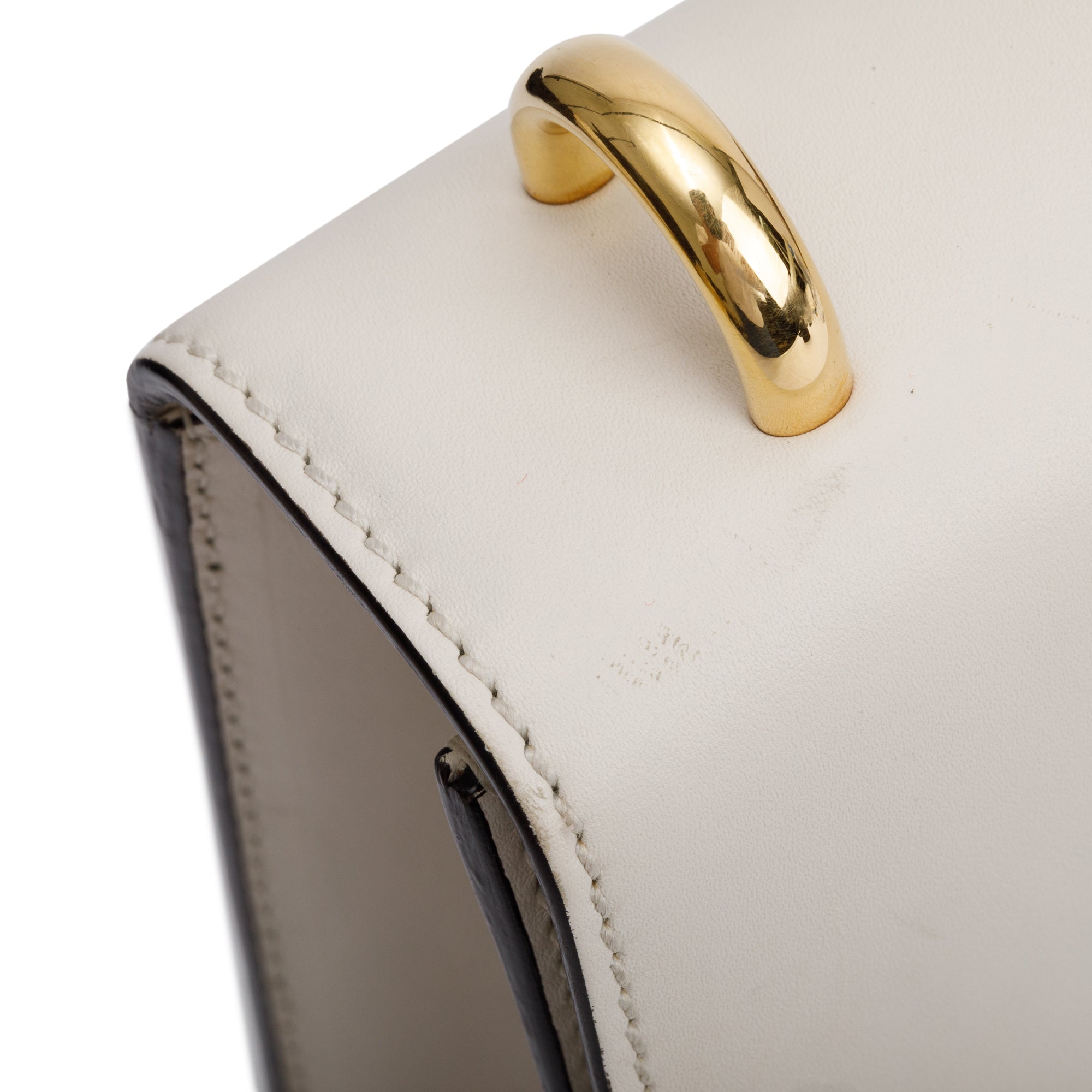 Gucci White Calfskin Leather Small Sylvie Handle Bag w/ Strap