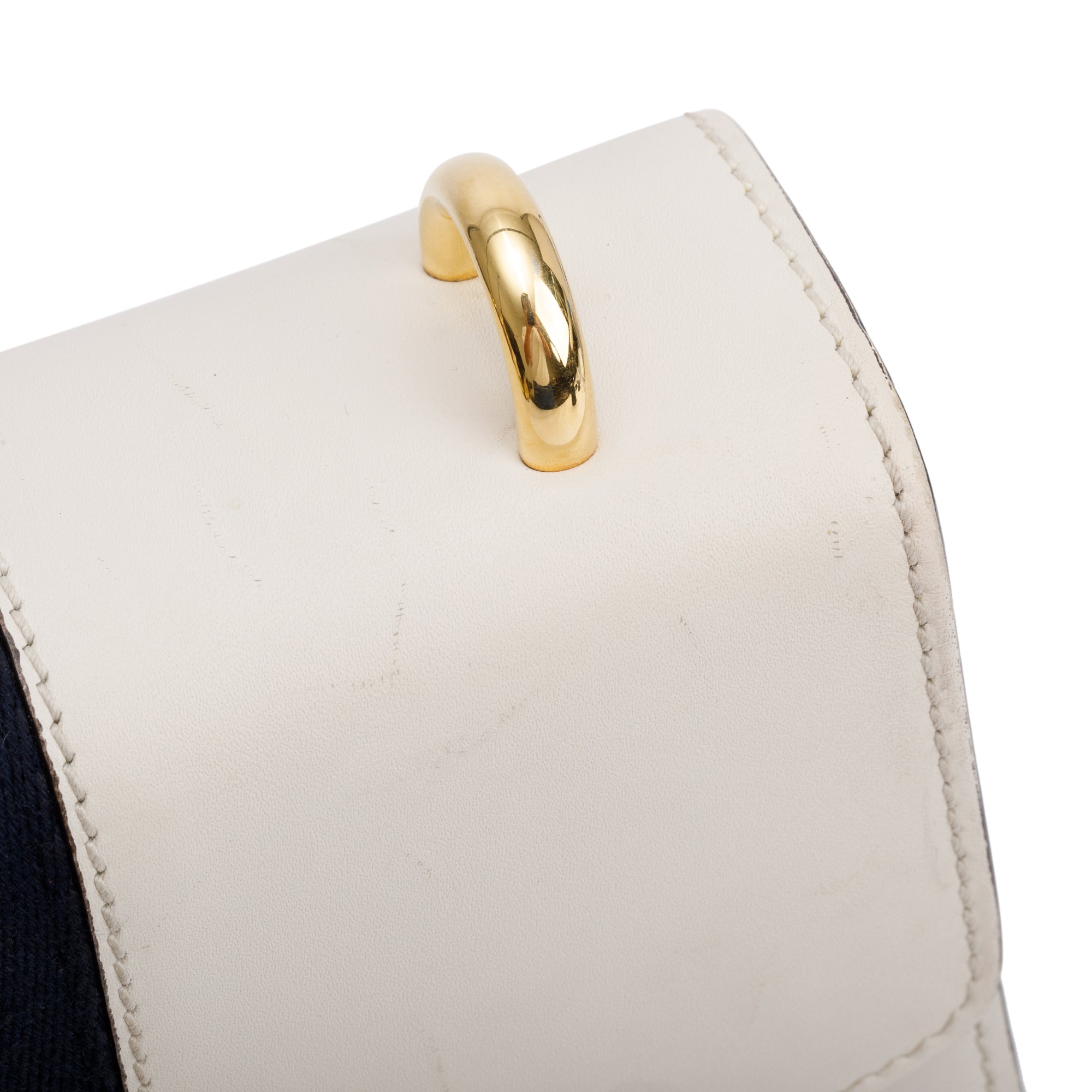 Gucci White Calfskin Leather Small Sylvie Handle Bag w/ Strap