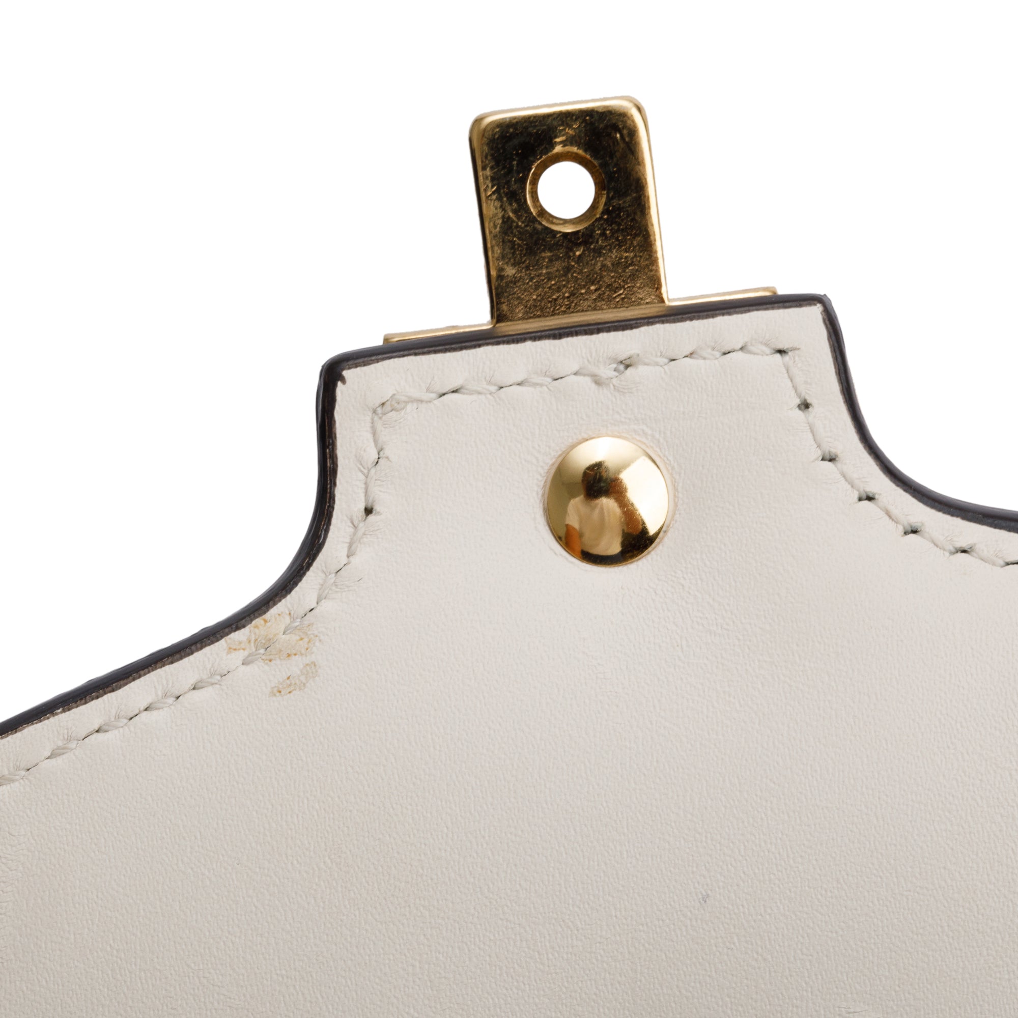 Gucci White Calfskin Leather Small Sylvie Handle Bag w/ Strap