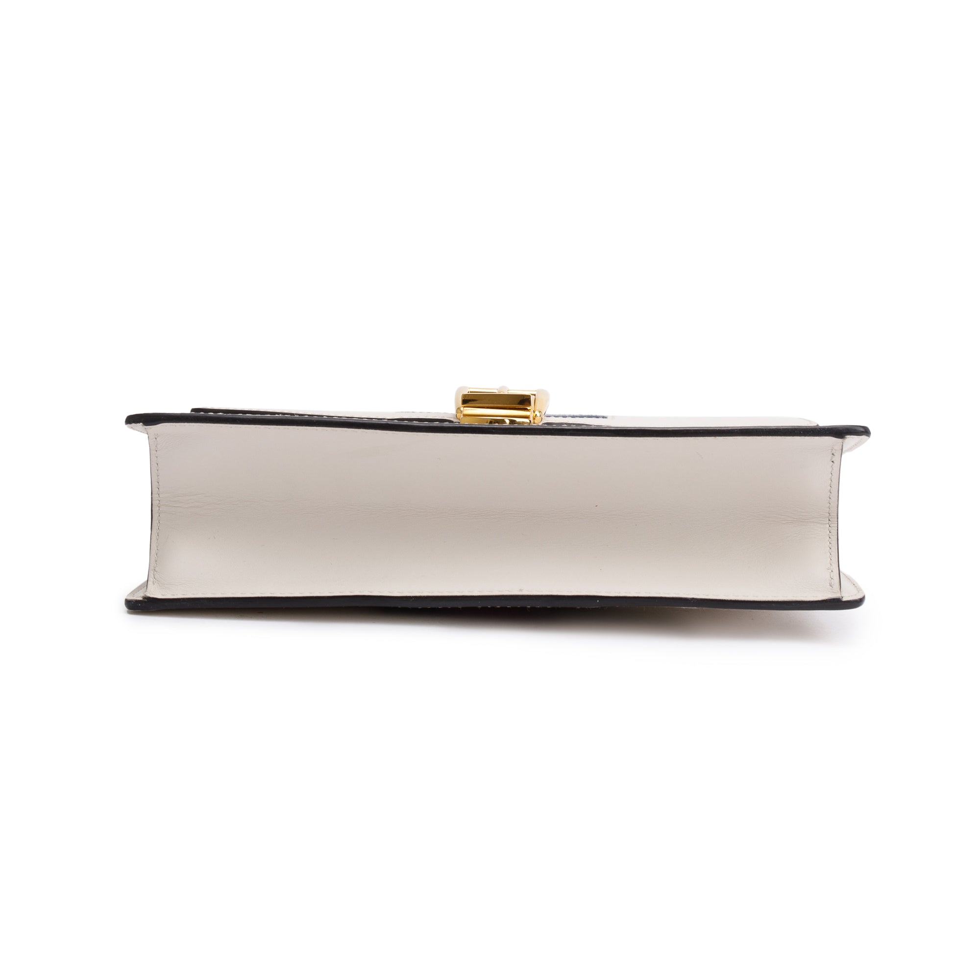 Gucci White Calfskin Leather Small Sylvie Handle Bag w/ Strap