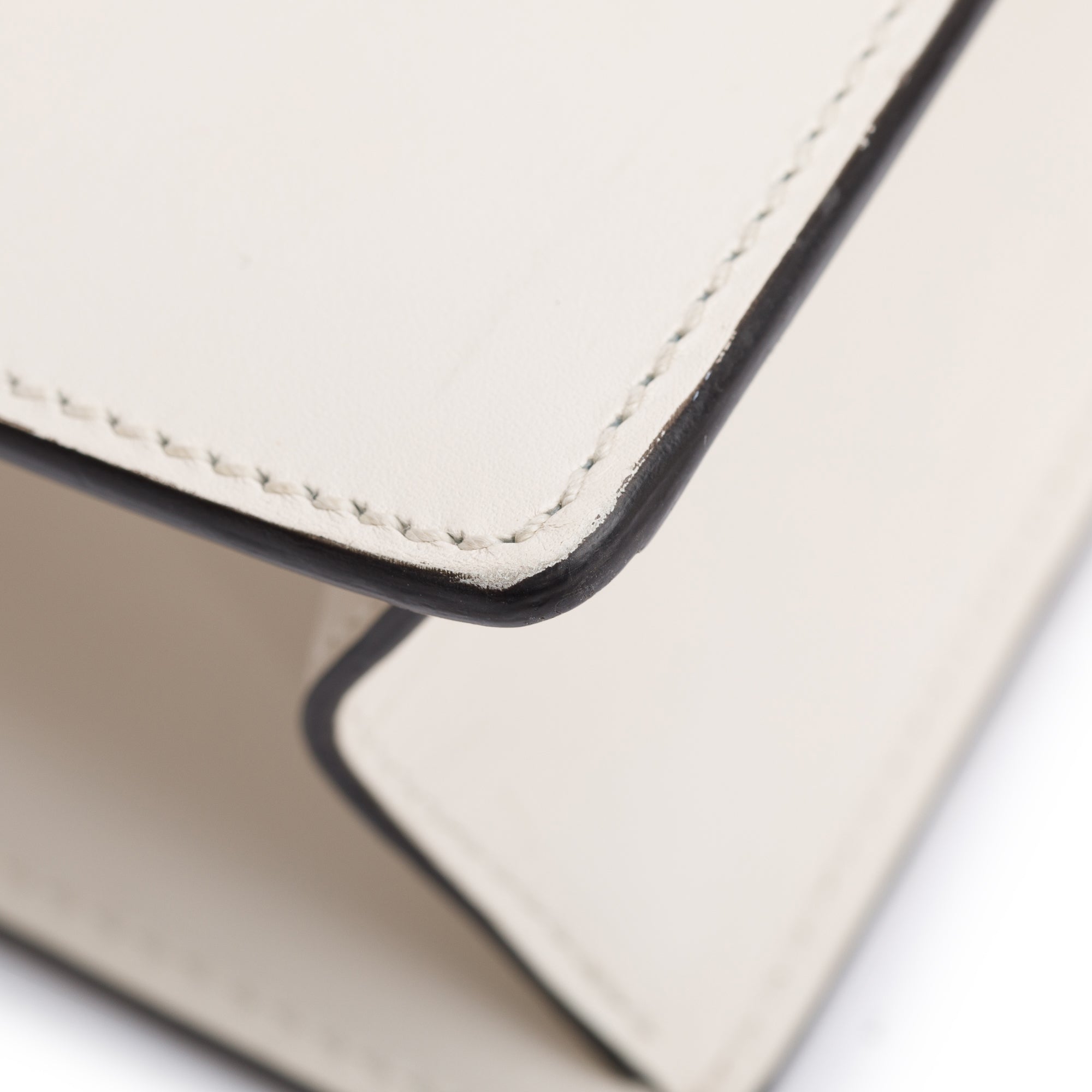 Gucci White Calfskin Leather Small Sylvie Handle Bag w/ Strap