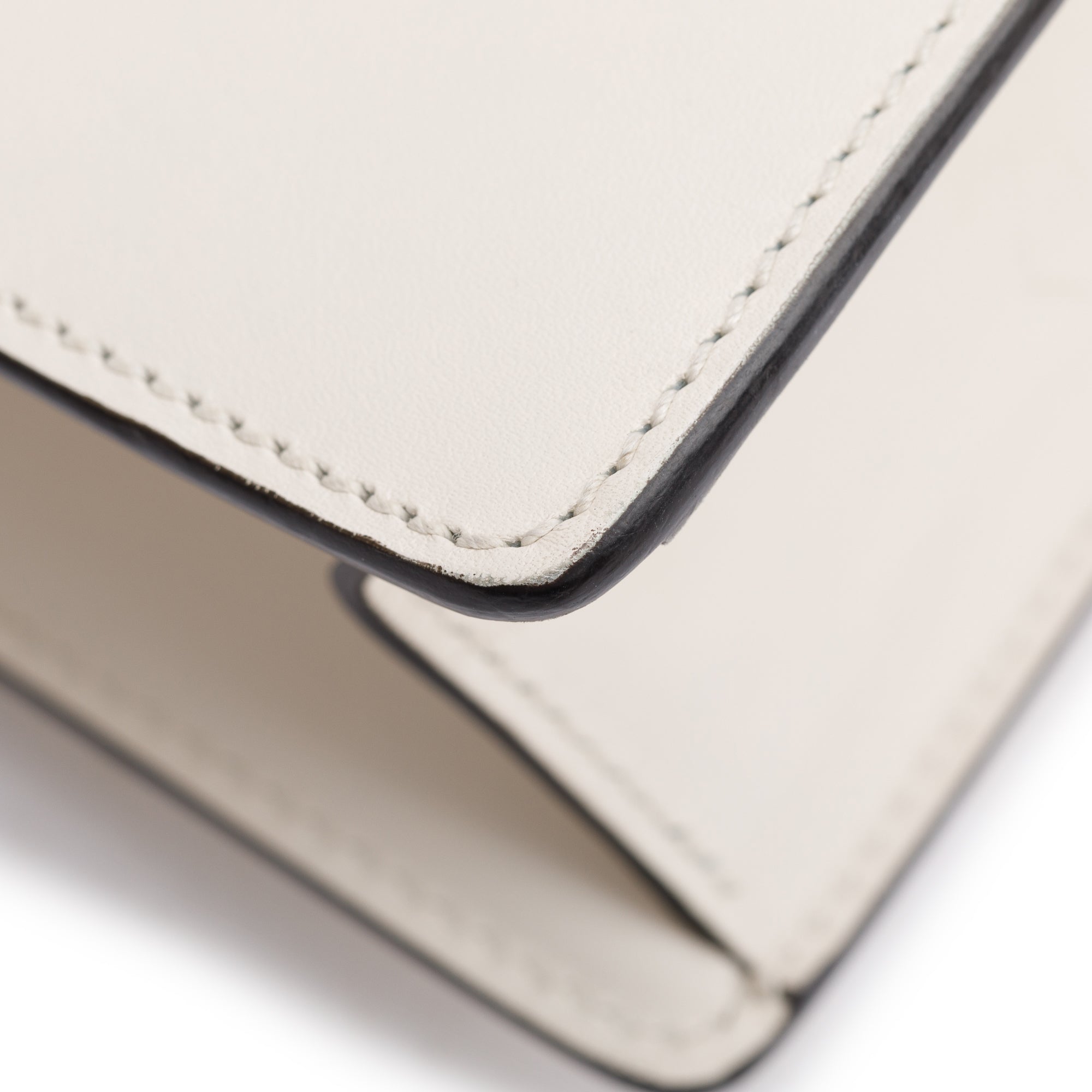 Gucci White Calfskin Leather Small Sylvie Handle Bag w/ Strap