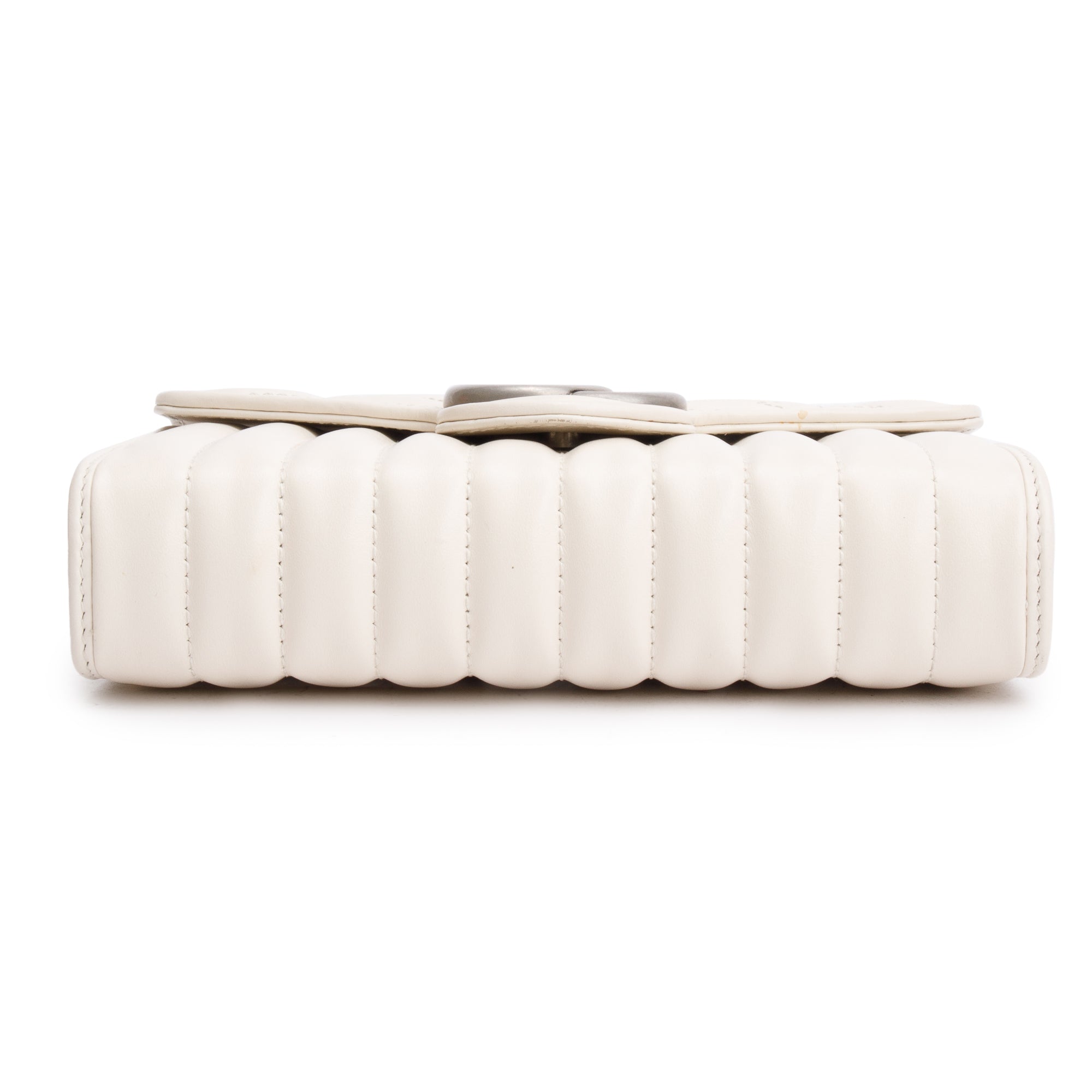 Gucci White GG Marmont Matelasse Leather Mini Chain Wallet w/ Box