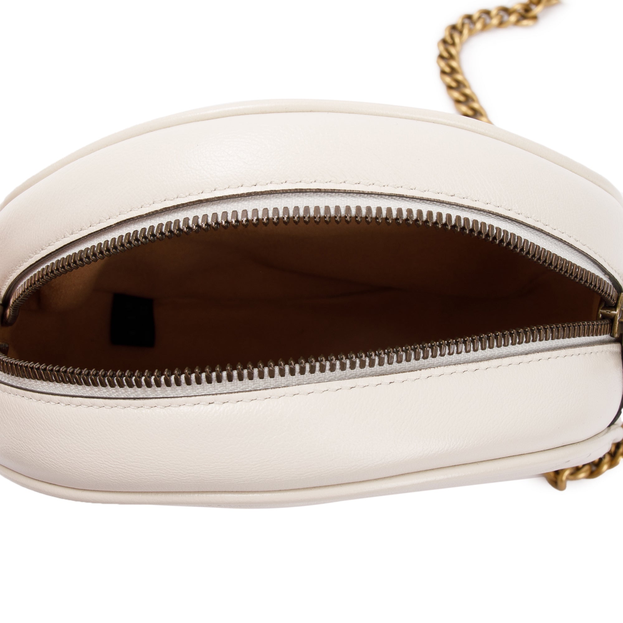 Gucci White GG Marmont Matelasse Leather Mini Round Shoulder Bag