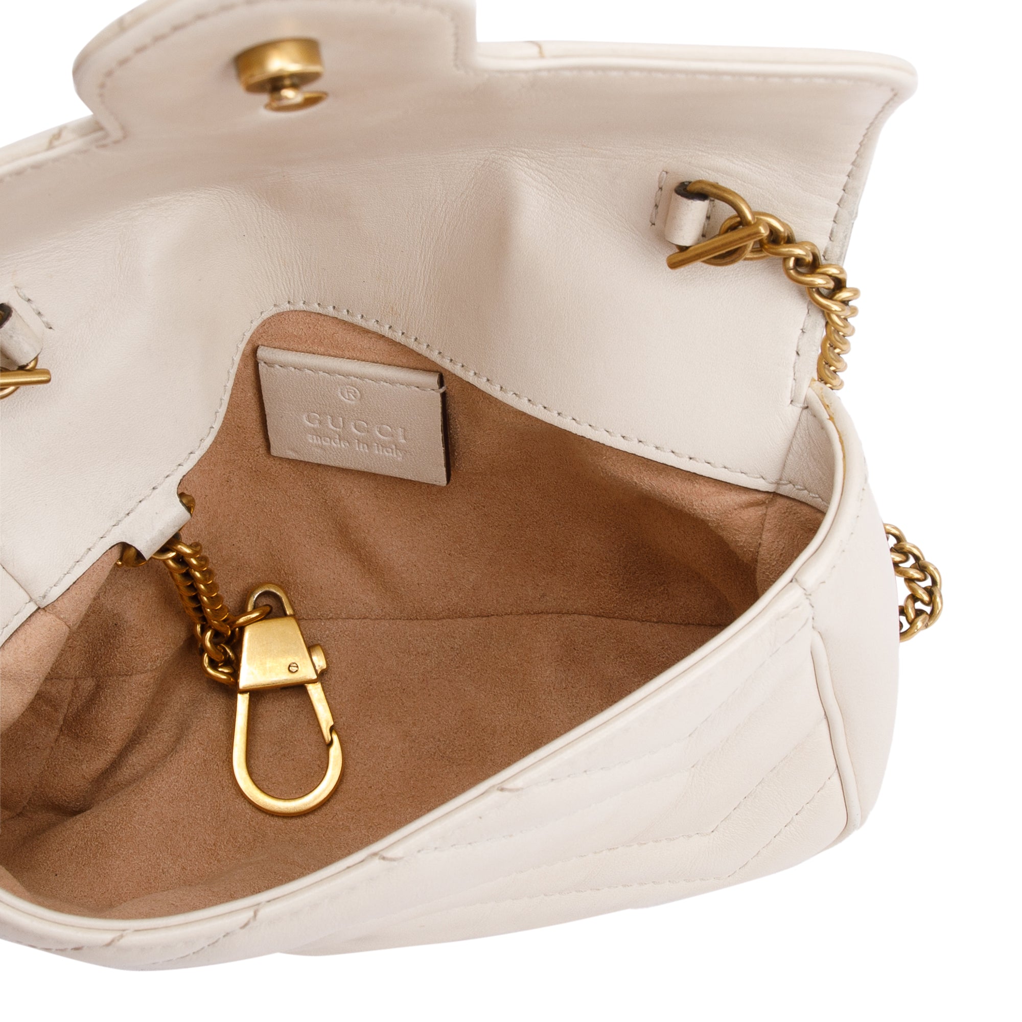 Gucci White GG Marmont Matelasse Leather Super Mini Bag