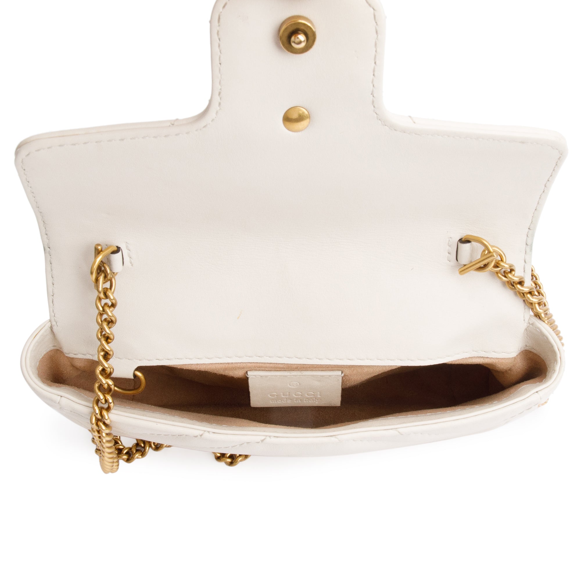 Gucci White GG Marmont Matelasse Leather Super Mini Bag