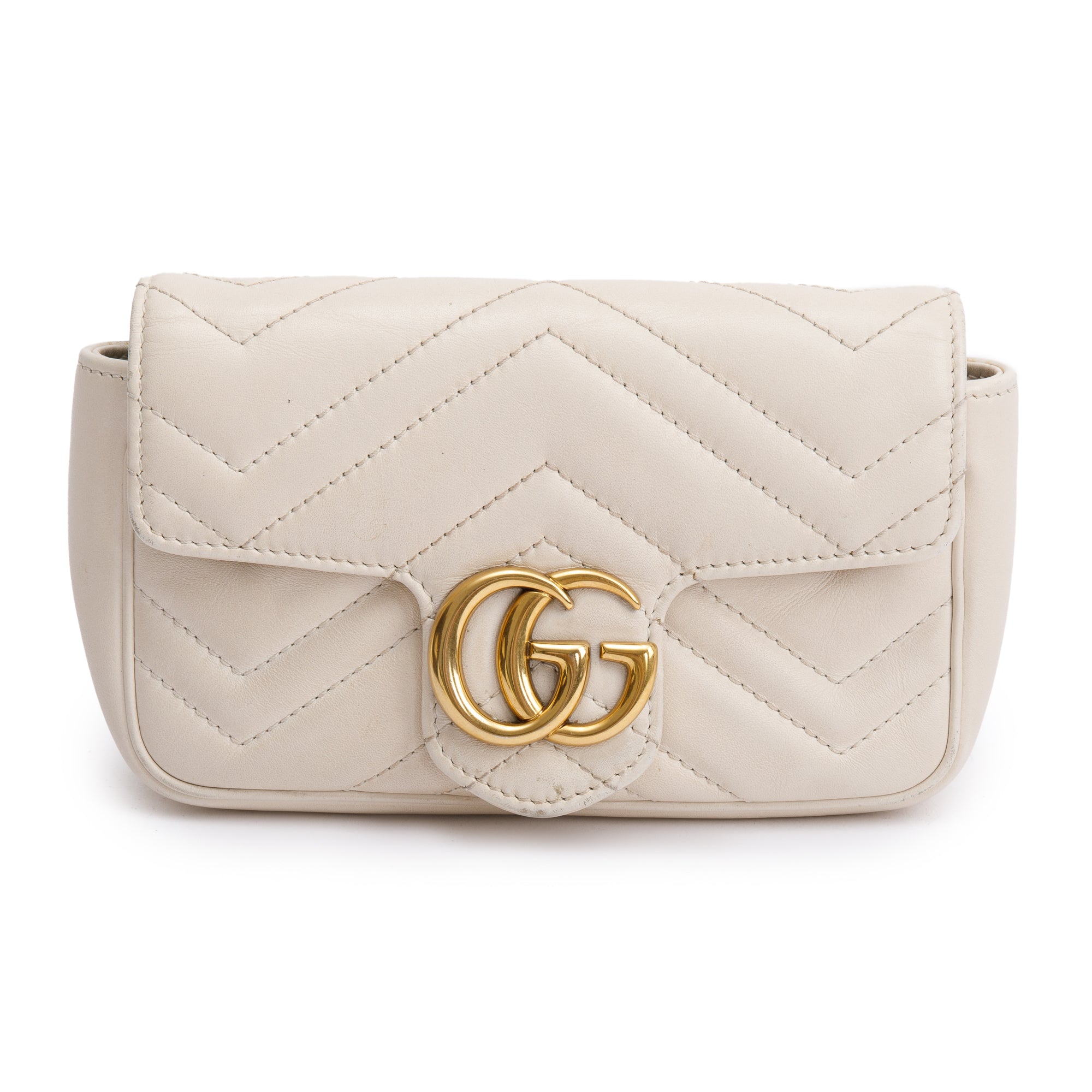 Gucci White GG Marmont Matelasse Leather Super Mini Bag