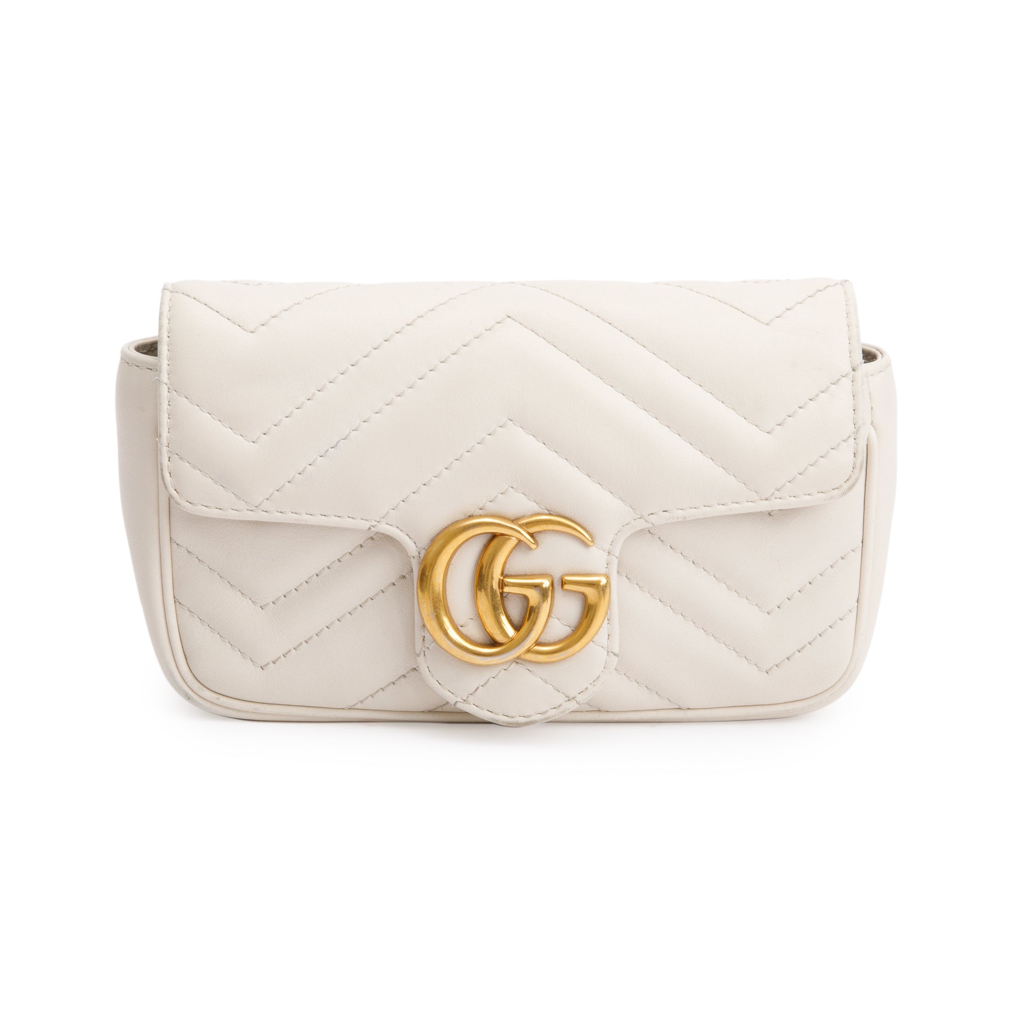 Gucci White GG Marmont Matelasse Leather Super Mini Bag