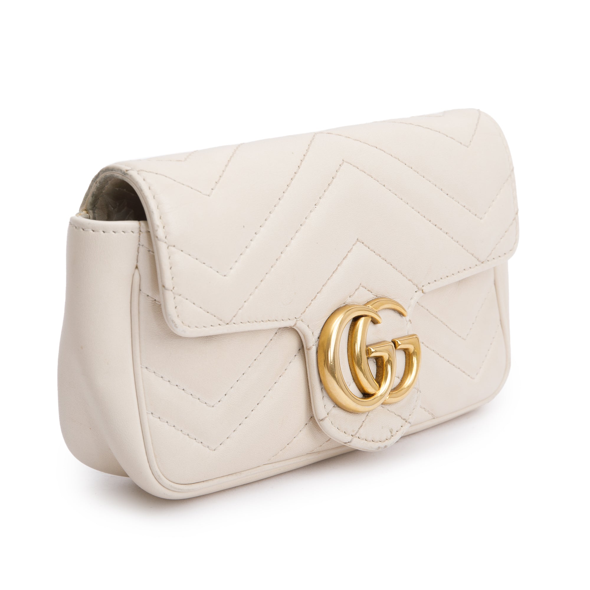 Gucci White GG Marmont Matelasse Leather Super Mini Bag