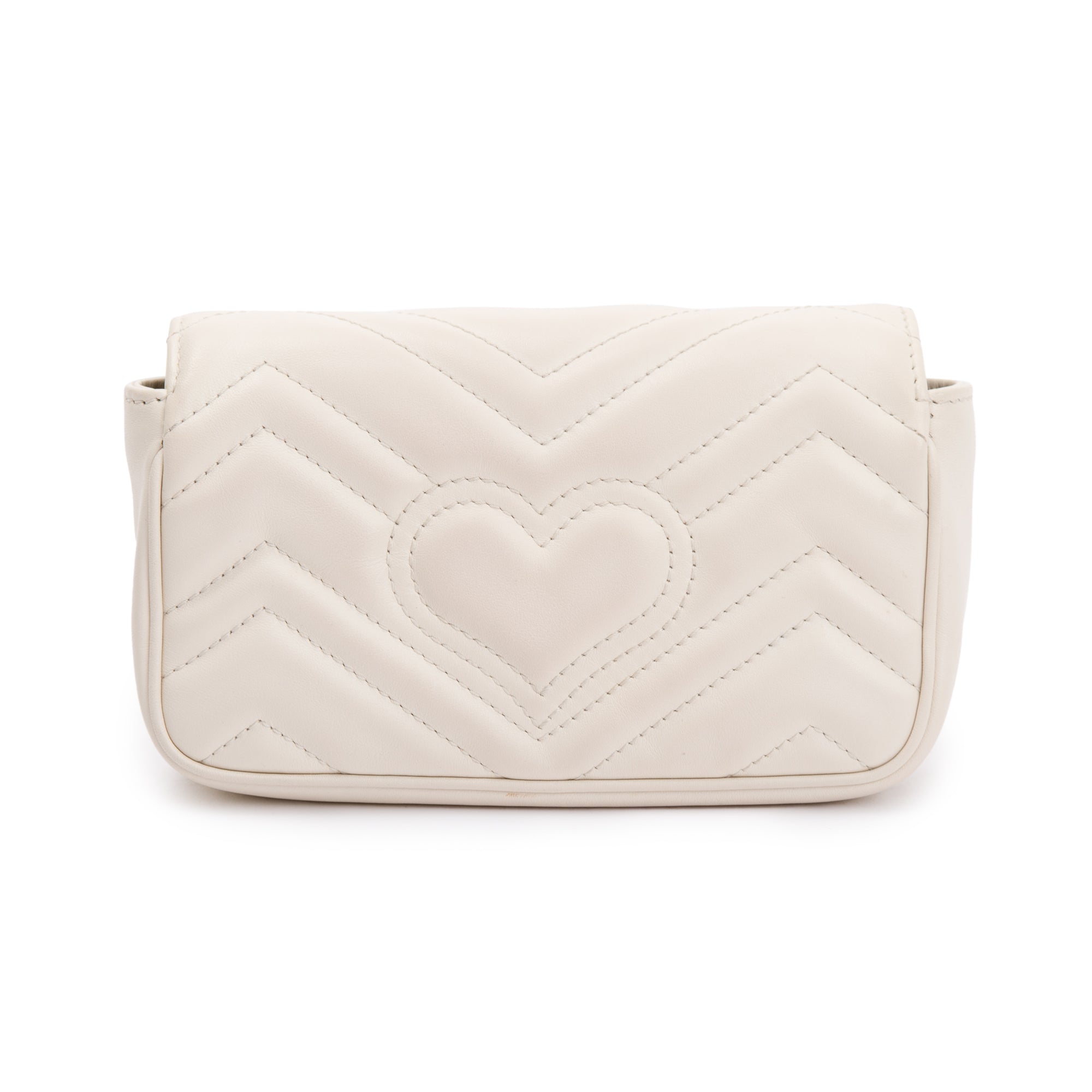 Gucci White GG Marmont Matelasse Leather Super Mini Bag w/ Box