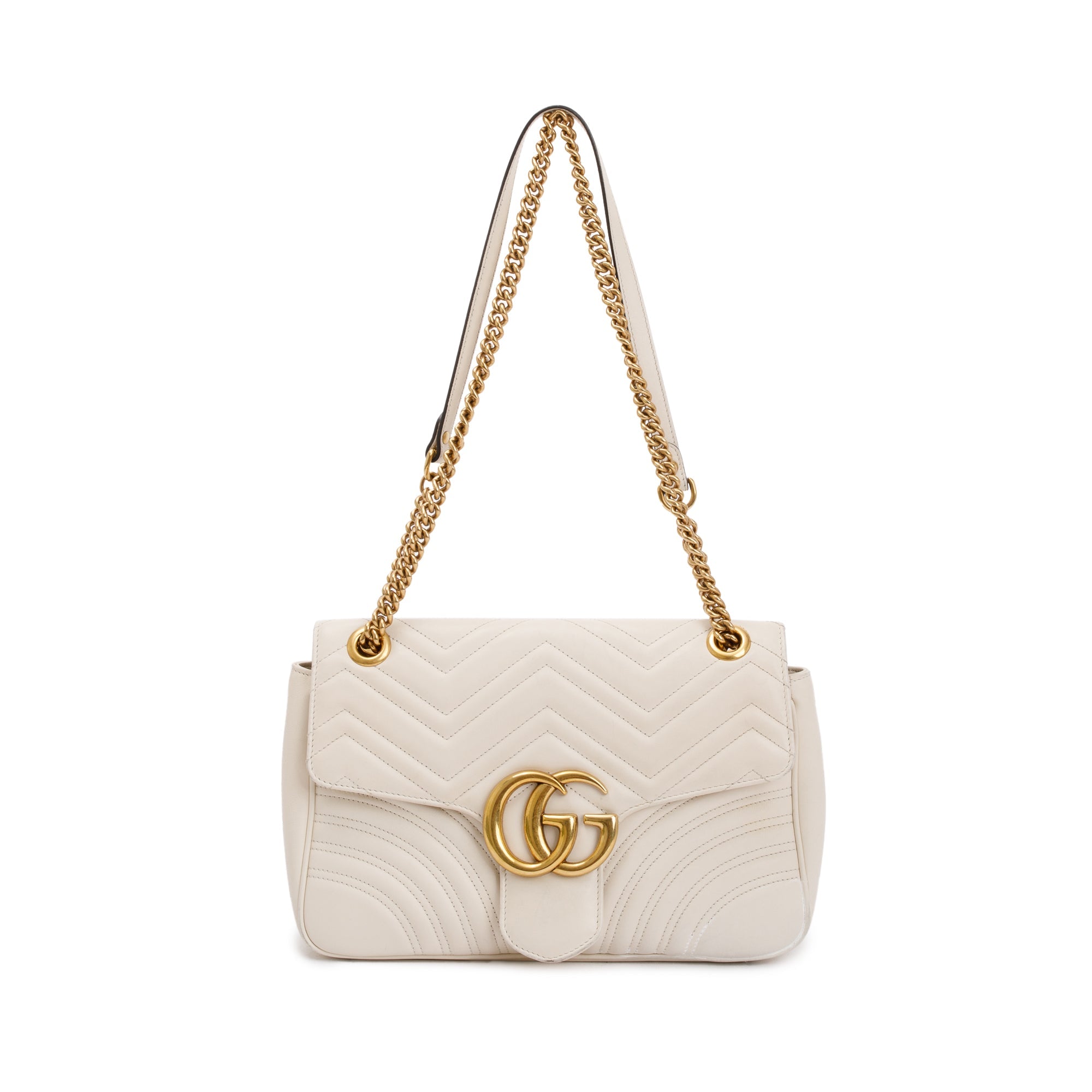 Gucci White GG Marmont Matelasse Medium Shoulder Bag w/ Box