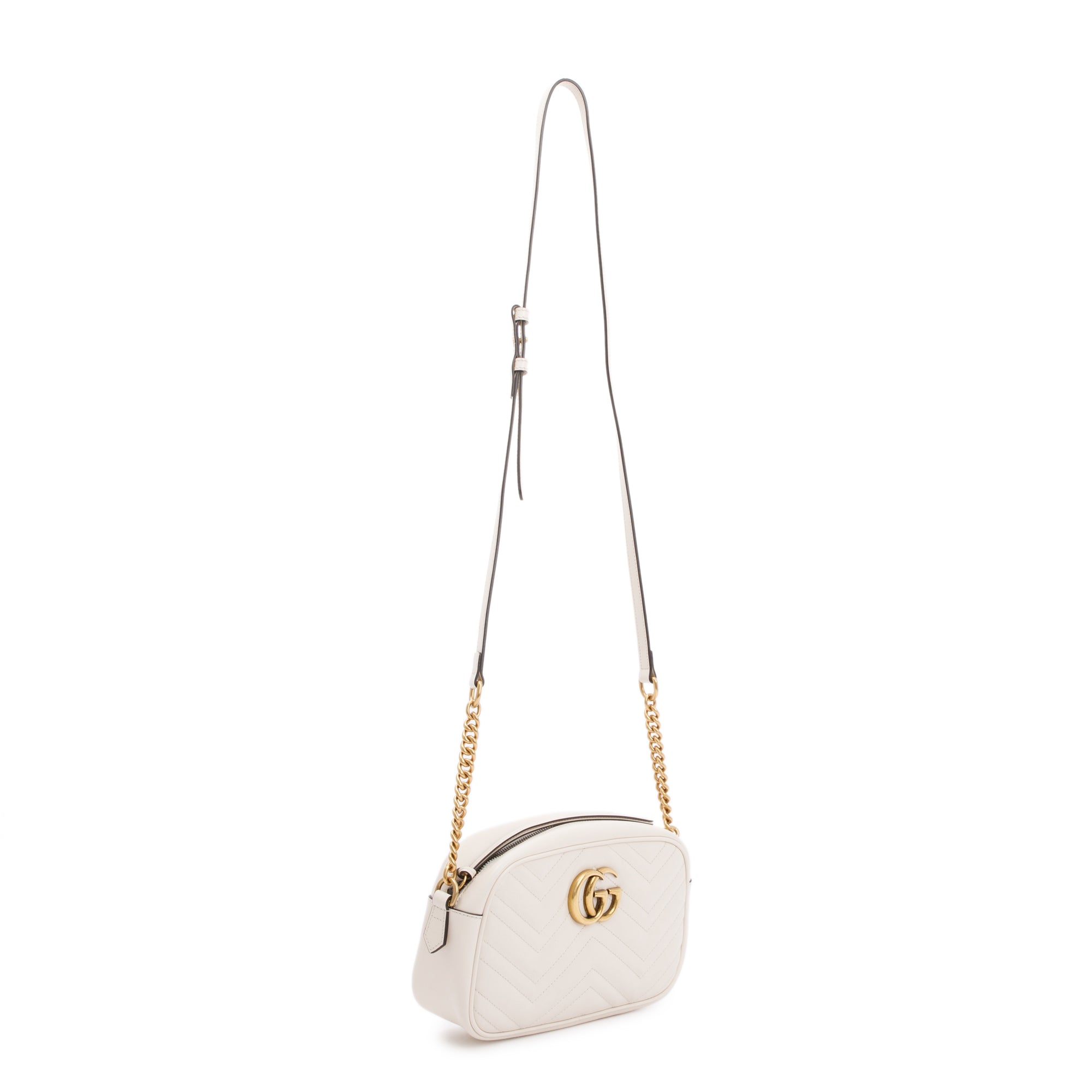 Gucci White GG Marmont Matelasse Small Shoulder Bag