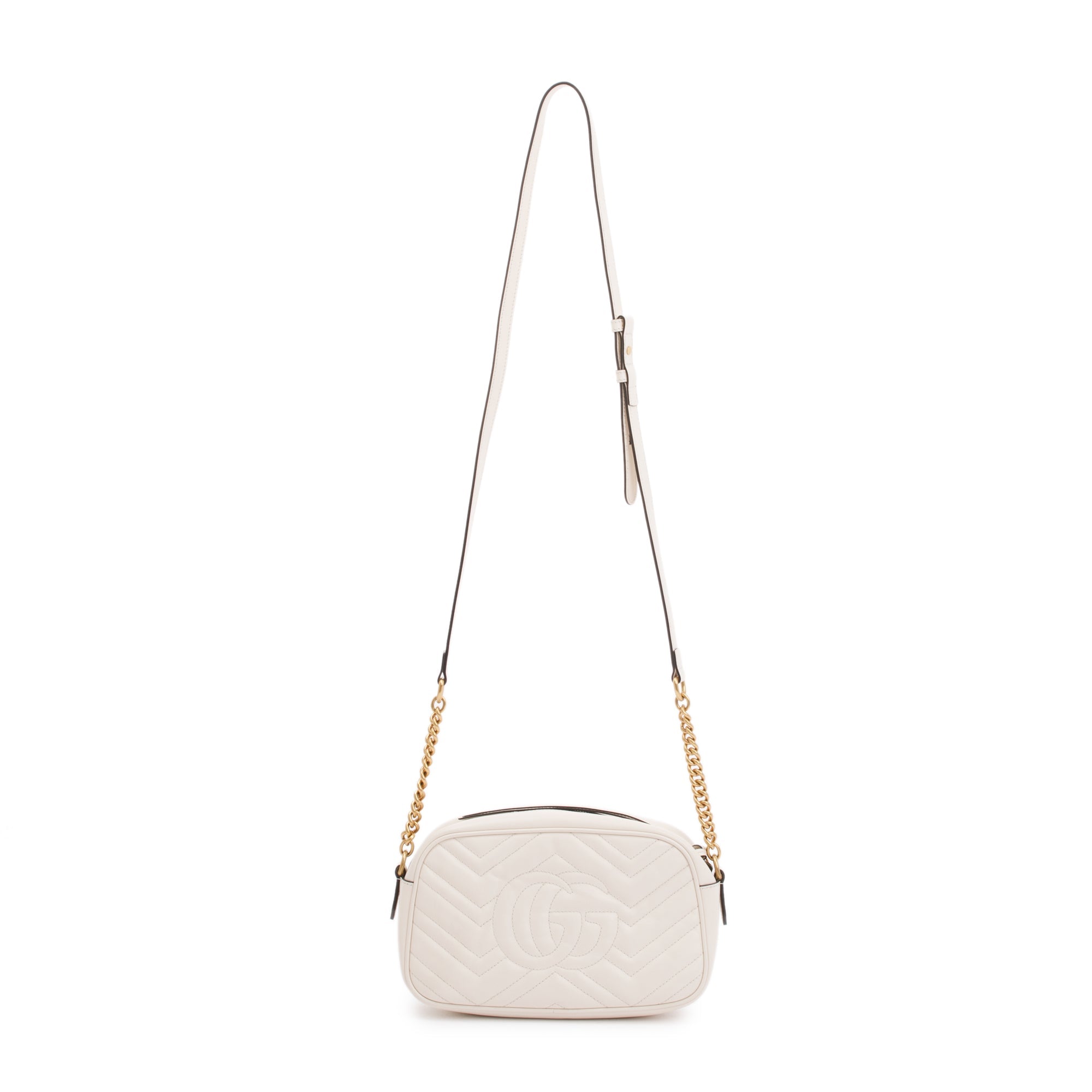 Gucci White GG Marmont Matelasse Small Shoulder Bag