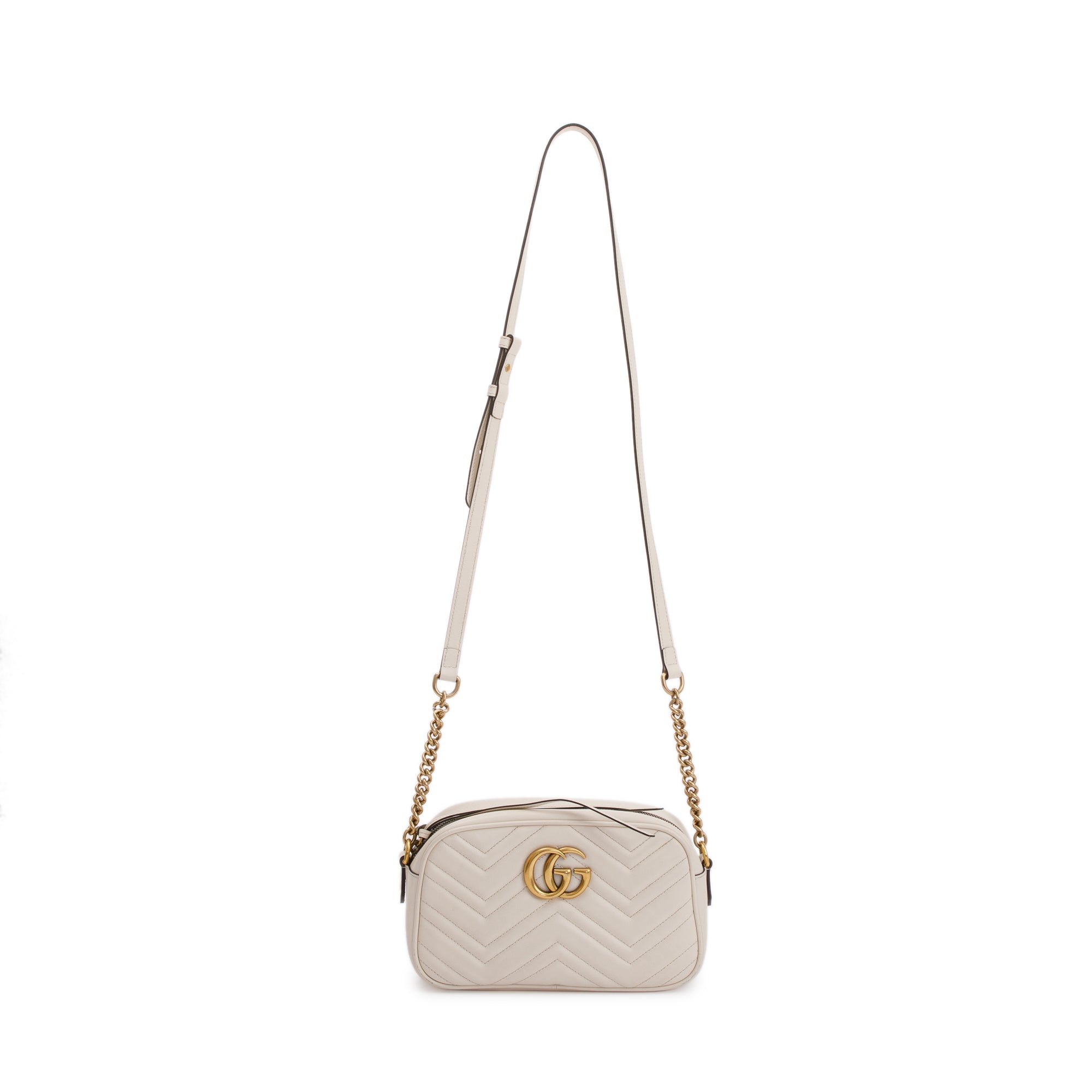 Gucci White GG Marmont Matelasse Small Shoulder Bag w/ Box