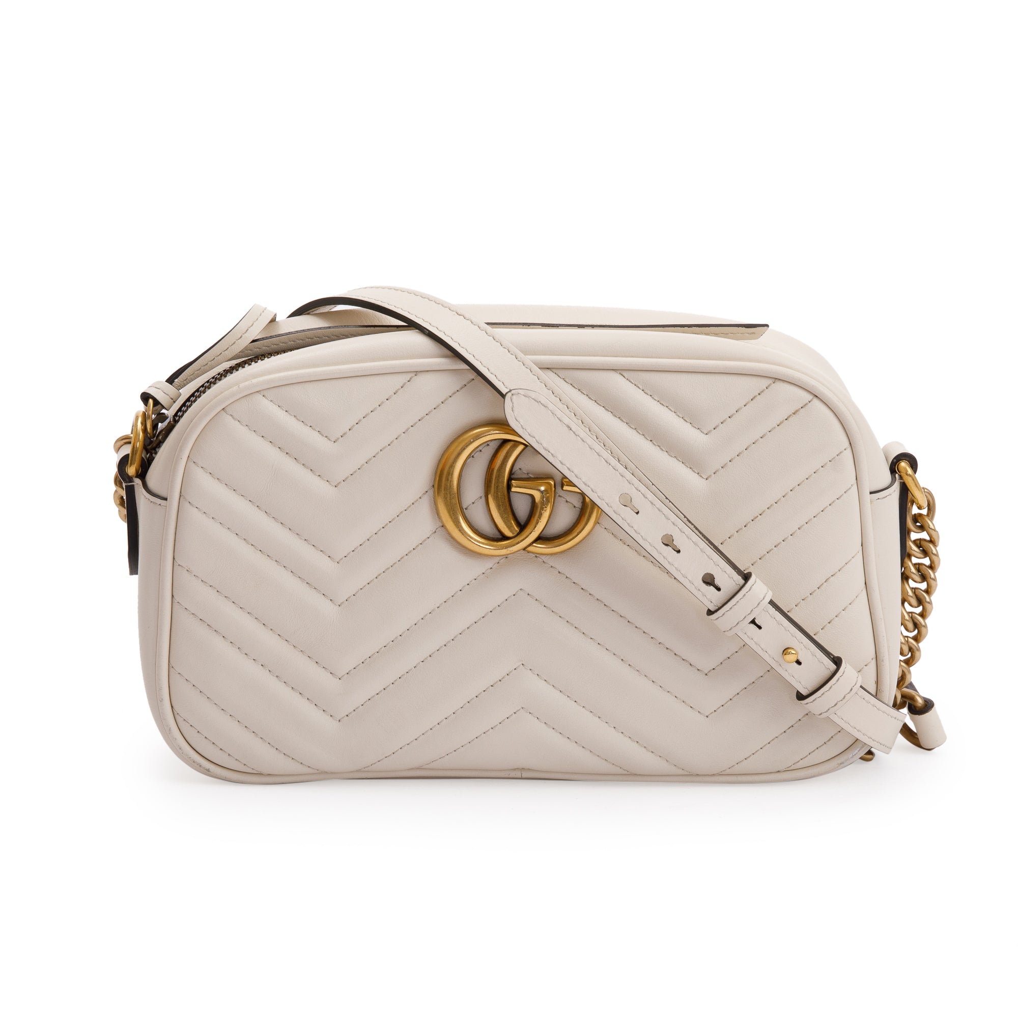 Gucci White GG Marmont Matelasse Small Shoulder Bag w/ Box