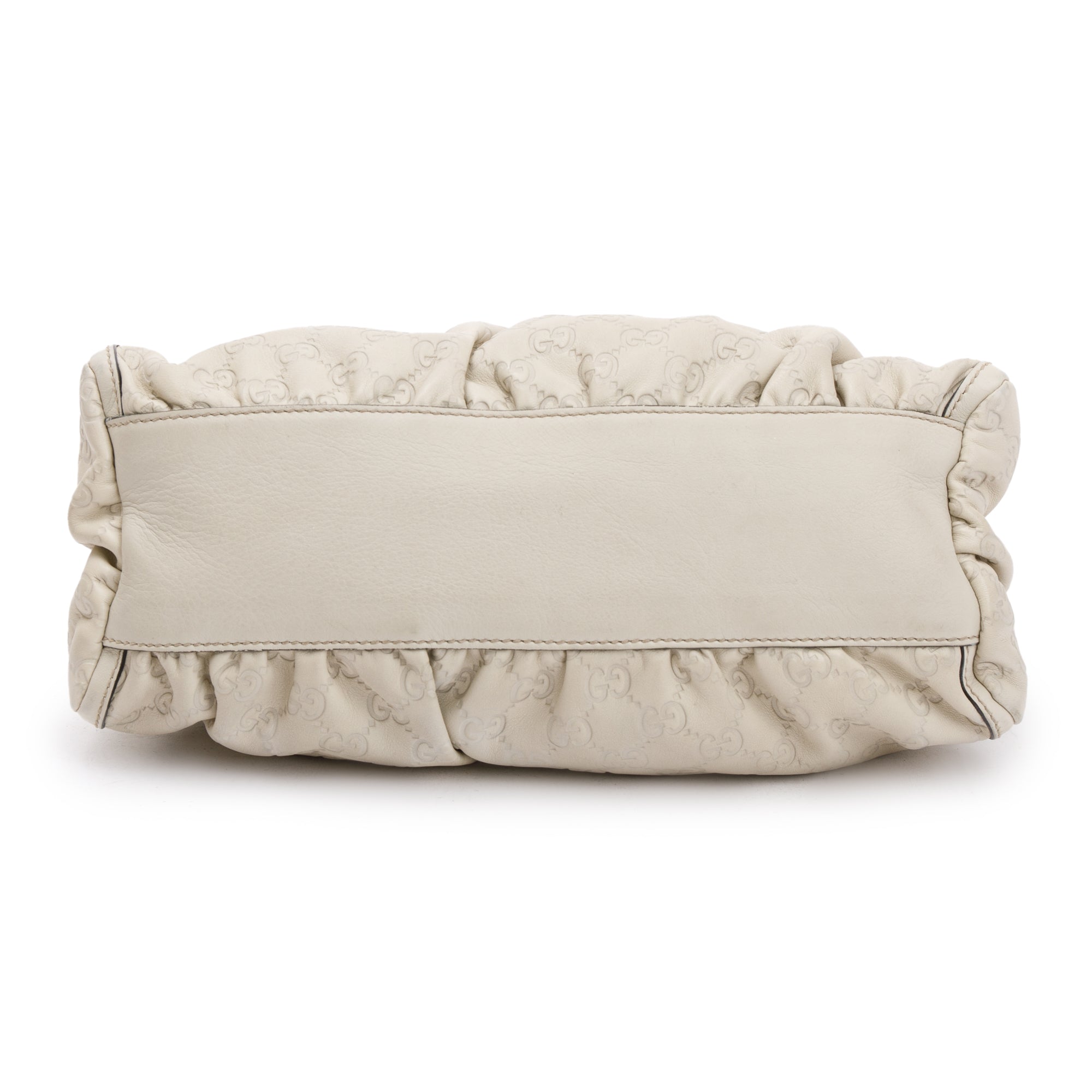 Gucci White GG Signature Leather Small Abbey D-Ring Hobo