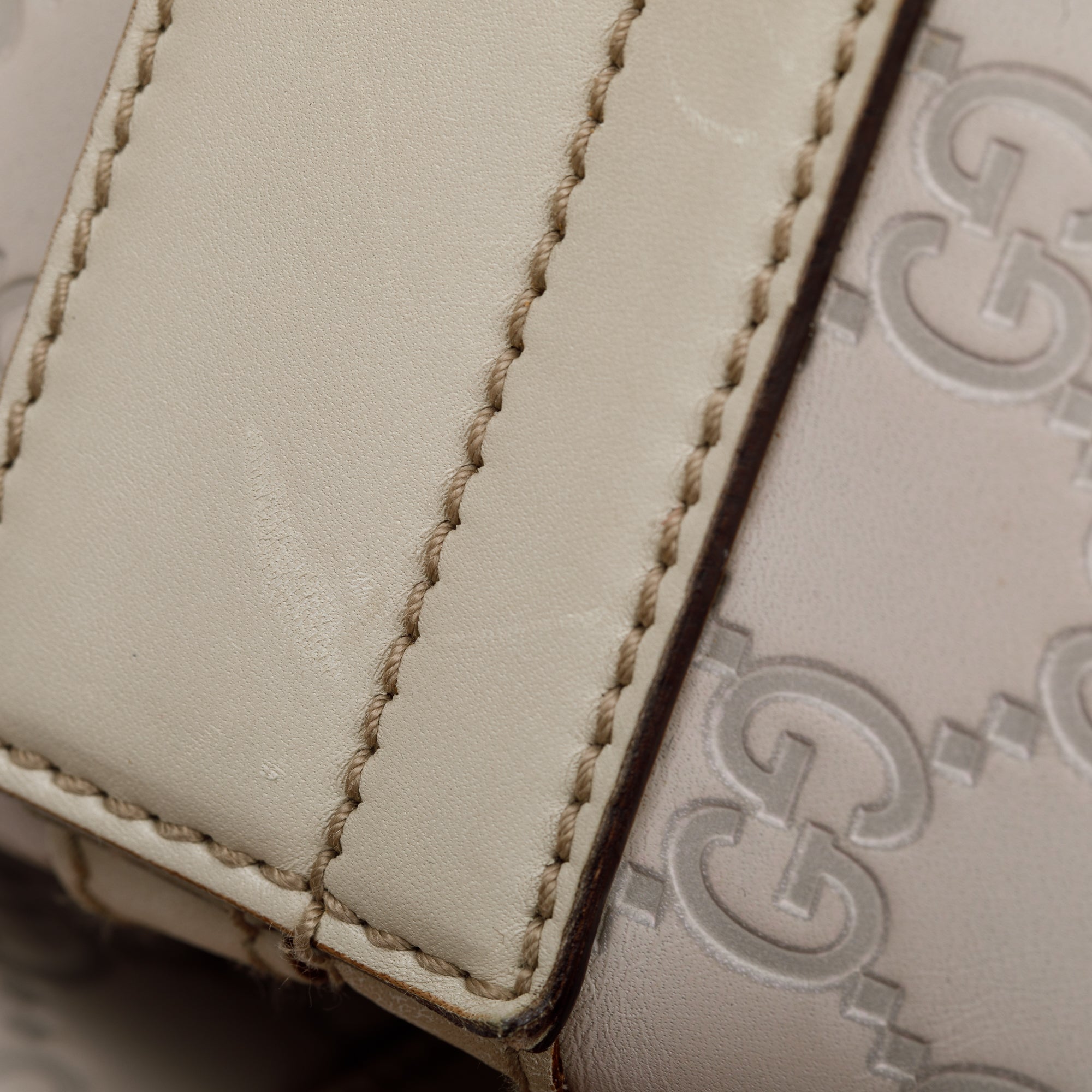 Gucci White GG Signature Leather Treasure Boston Bag