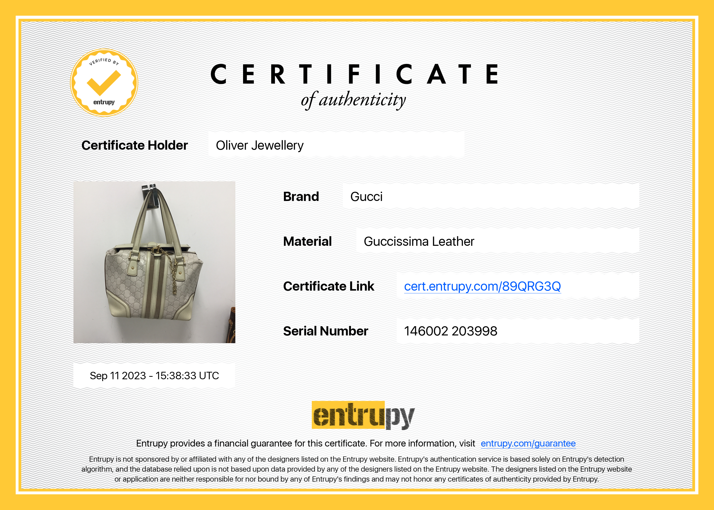 Gucci White GG Signature Leather Treasure Boston Bag