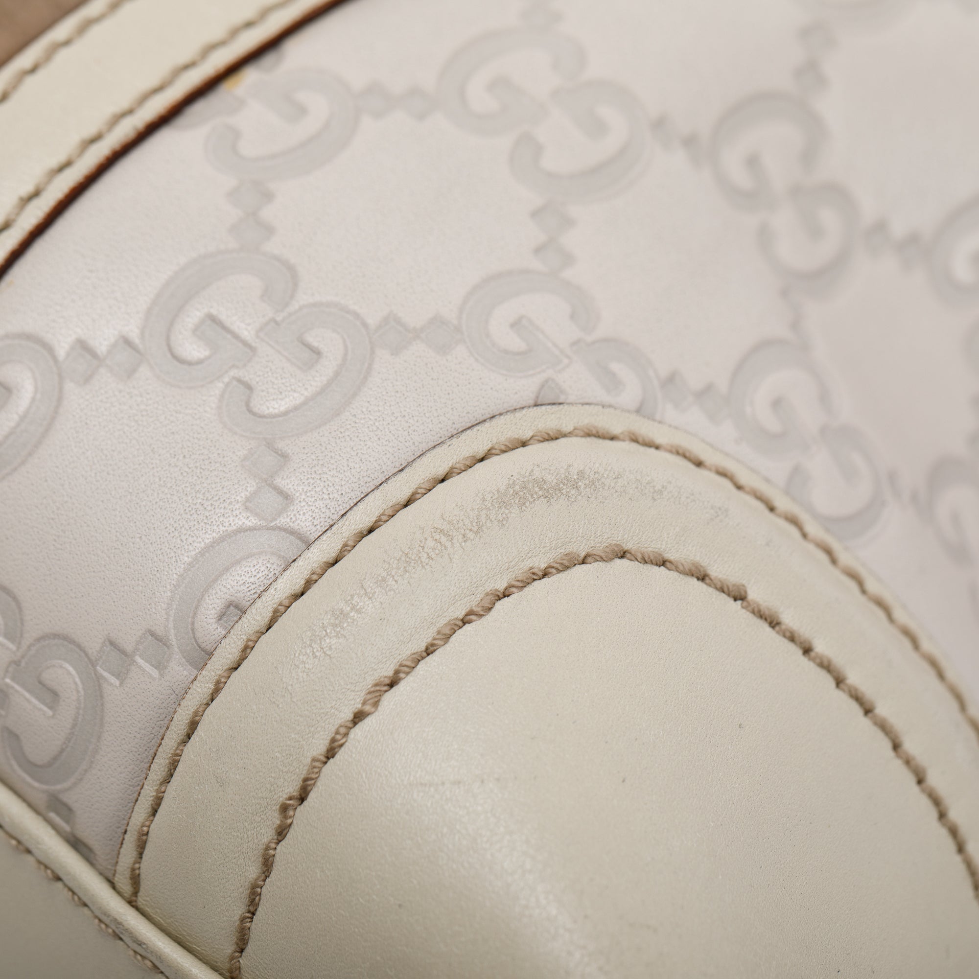 Gucci White GG Signature Leather Treasure Boston Bag