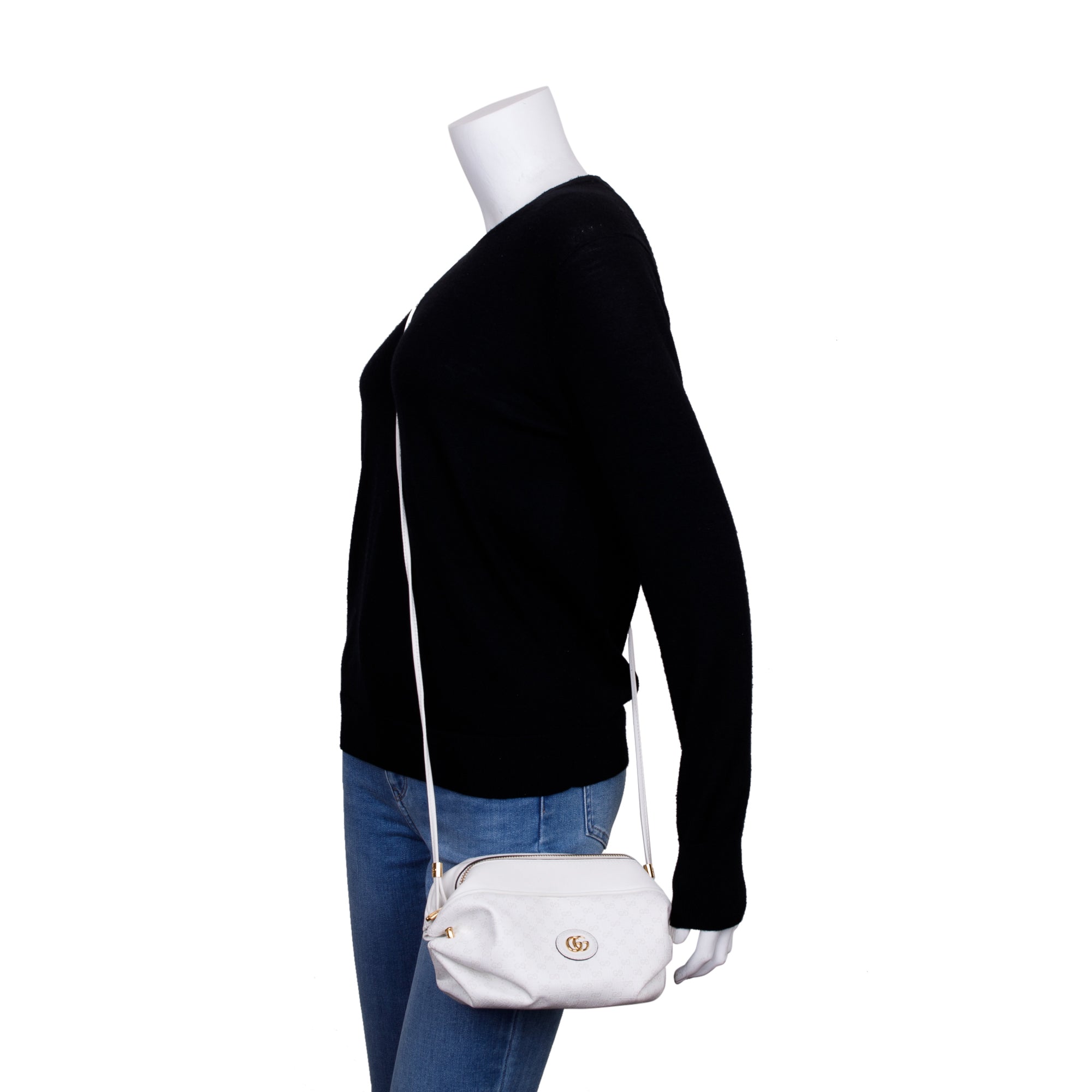 Gucci White GG Supreme Mini New Candy Crossbody Bag