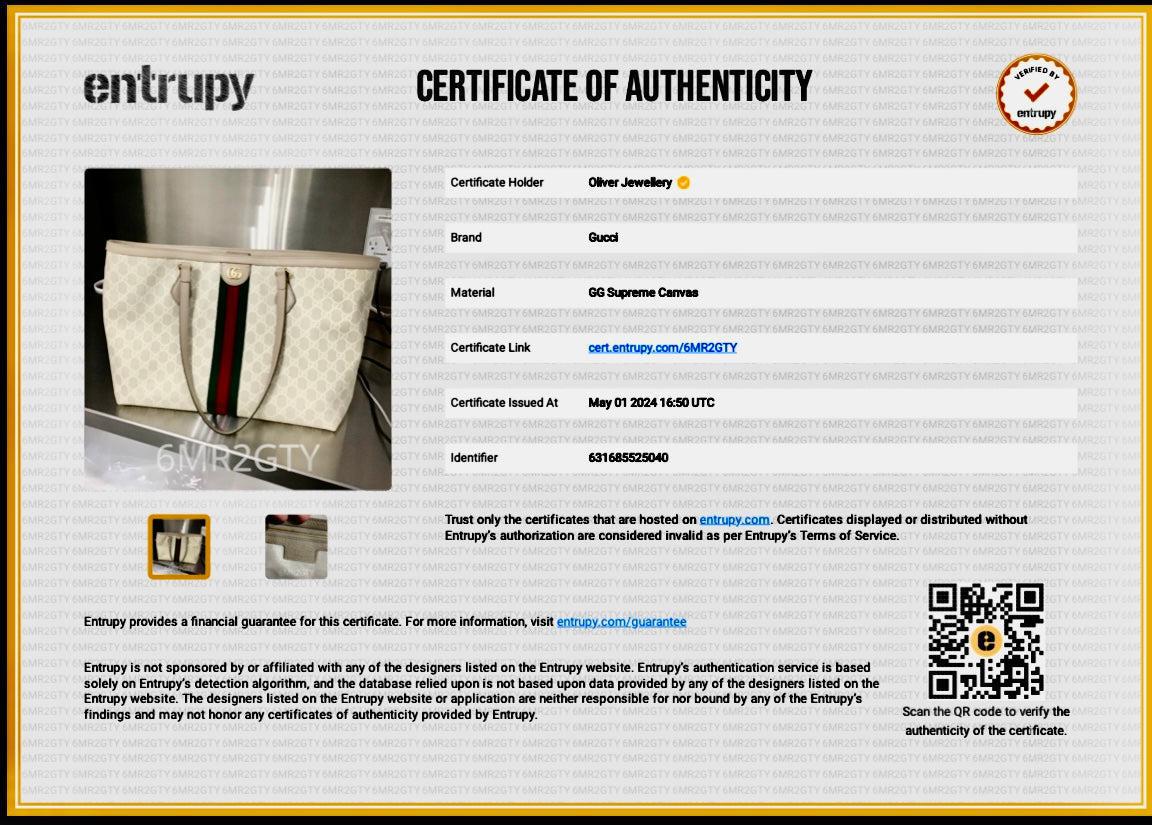 Gucci White GG Supreme Web Ophidia GG Medium Tote