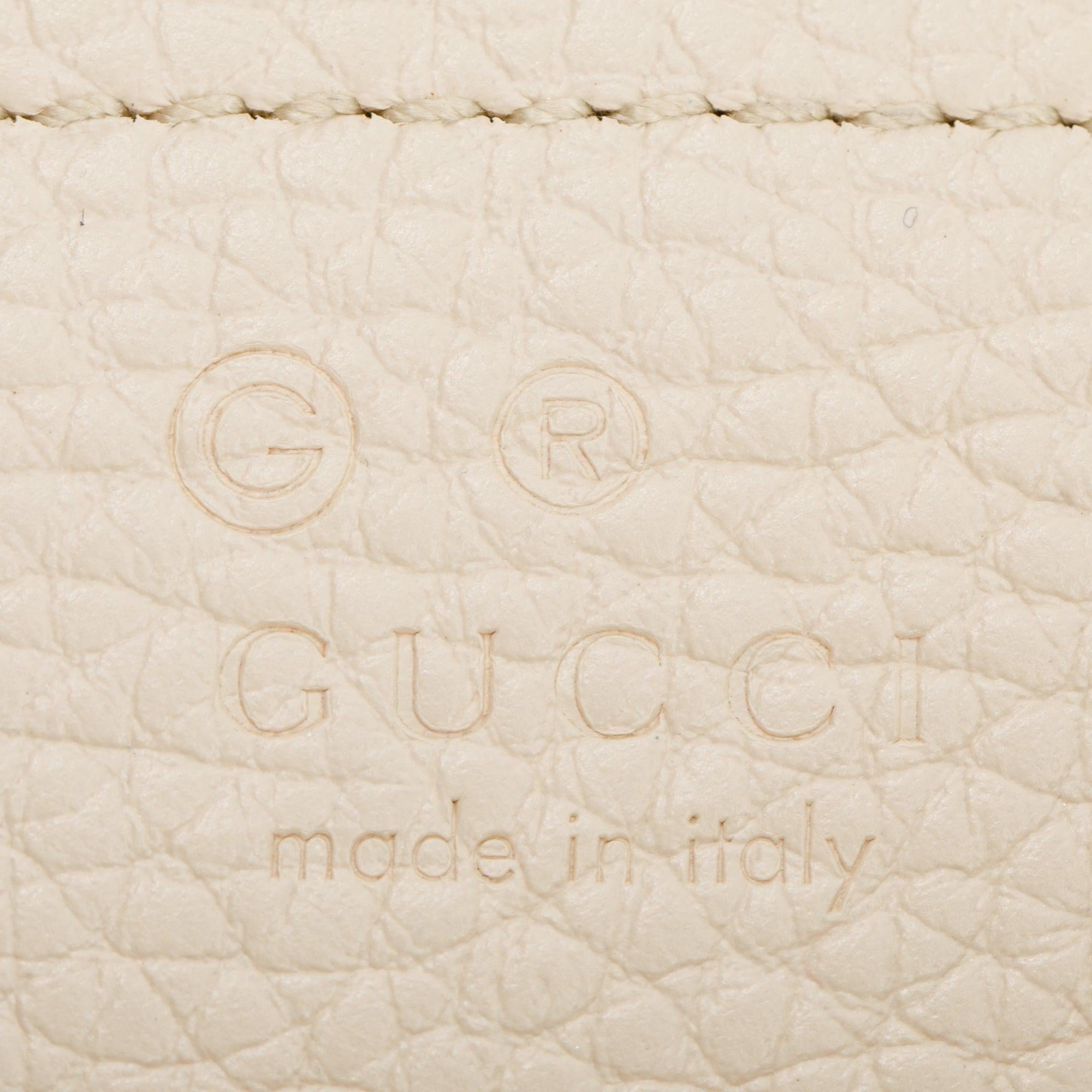 Gucci White Grained Calfskin Leather Medium Soho Chain Crossbody Bag