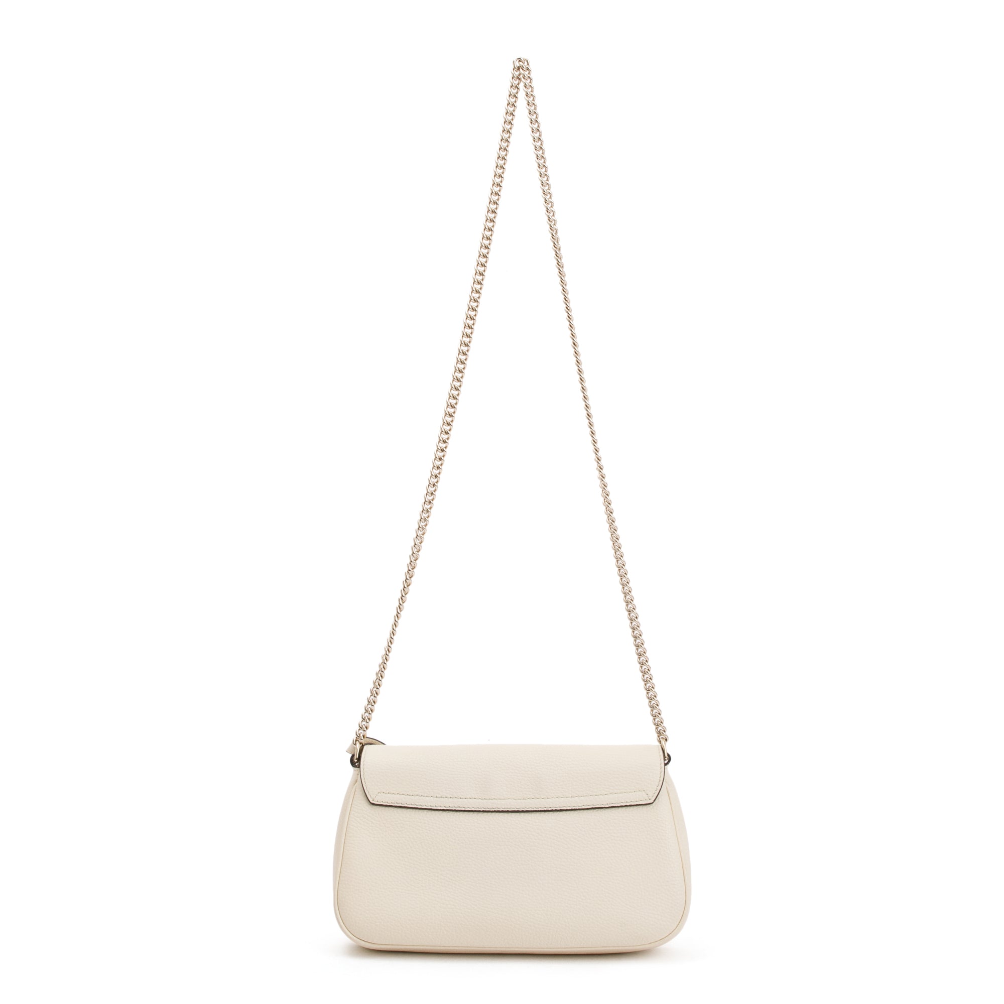 Gucci White Grained Calfskin Leather Medium Soho Chain Crossbody Bag w/ Box