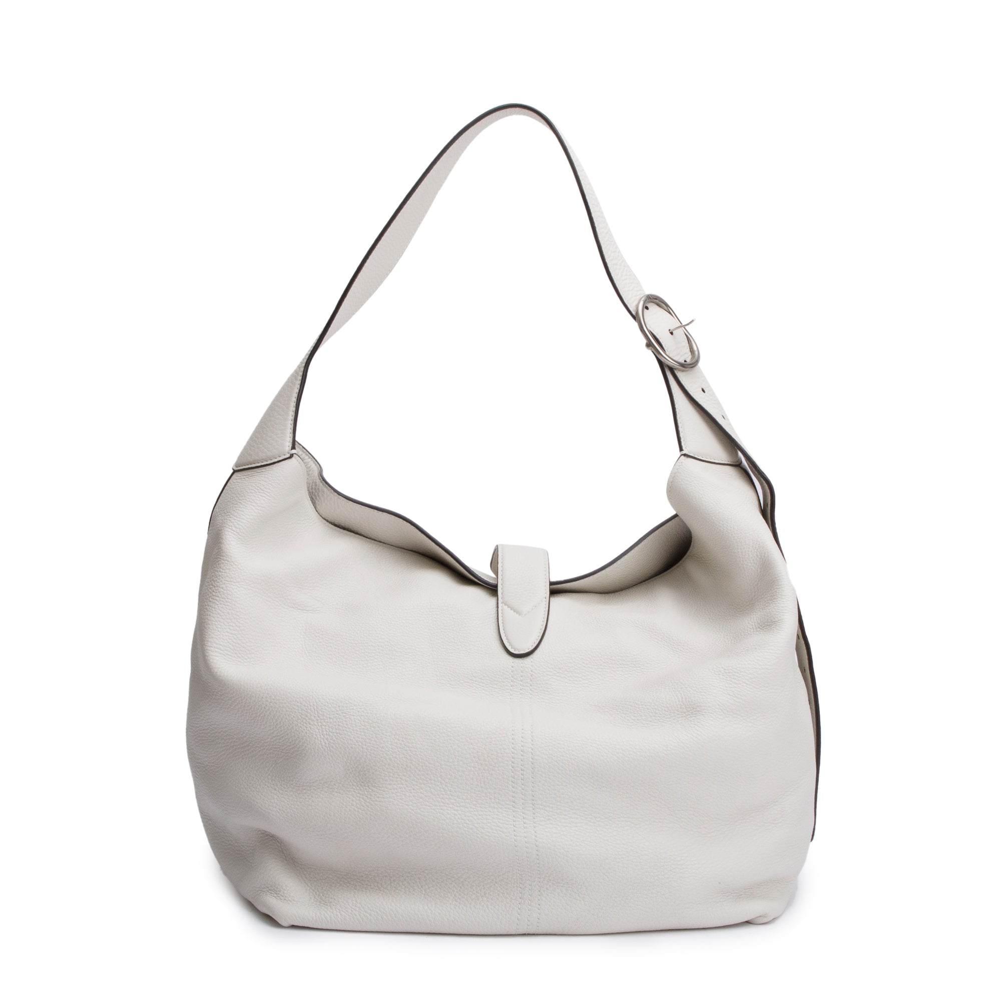 Gucci White Grained Leather Jackie 1961 Medium Crossbody Bag w/ Pouch