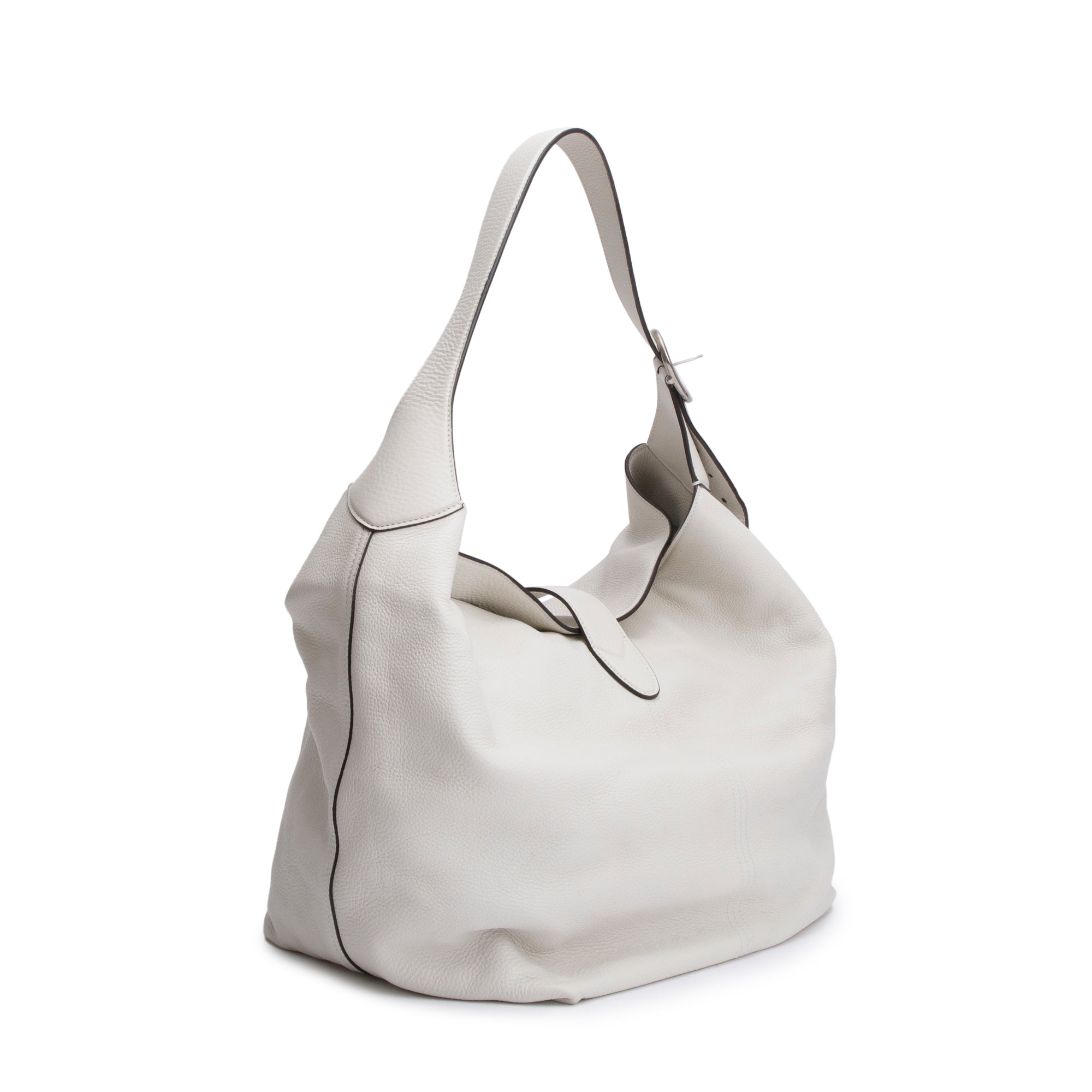 Gucci White Grained Leather Jackie 1961 Medium Crossbody Bag w/ Pouch