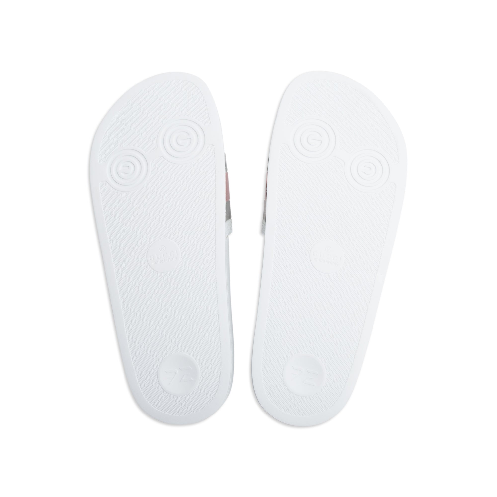 Gucci White, Green & Red Web Accent Rubber Slides w/ Box