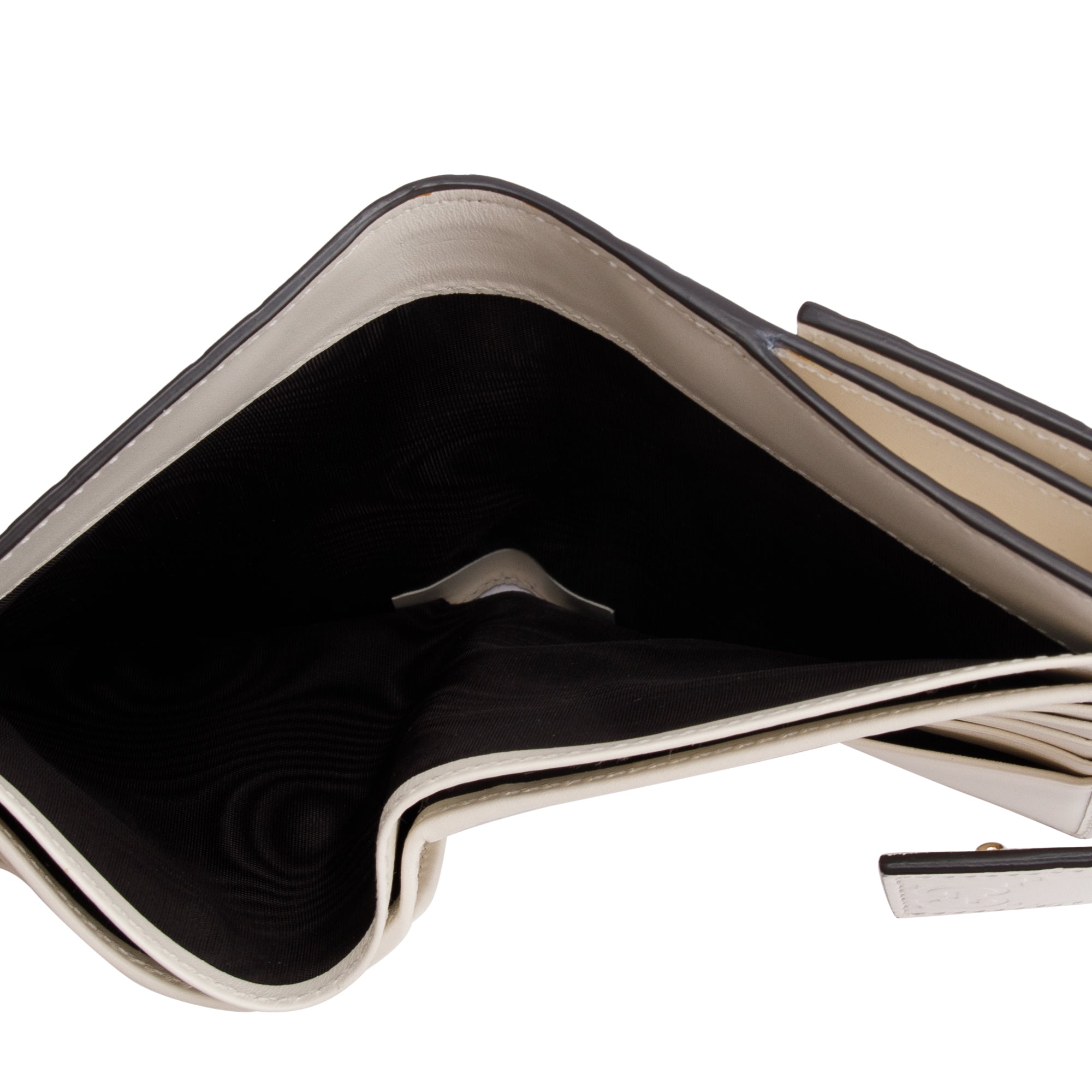 Gucci White Guccisimma Leather Compact Bow Wallet w/ Box