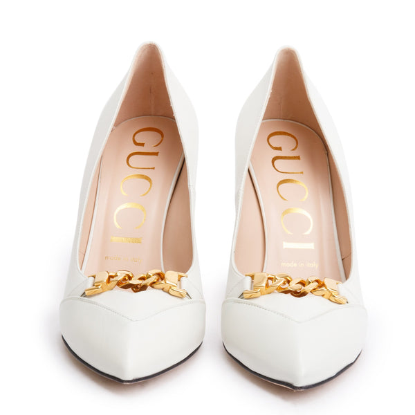 Gucci-White-Leather-Chain-Link