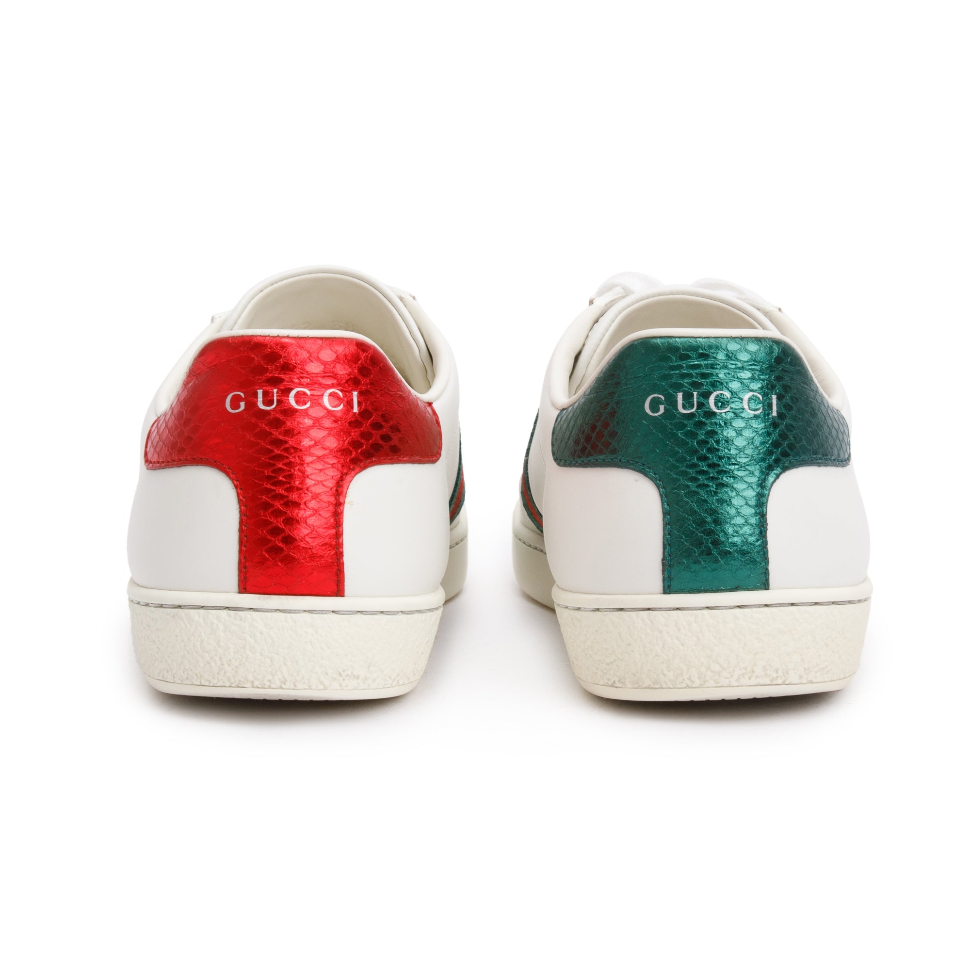 Gucci White Leather Embroidered Web Bee Ace Sneakers, Size 38