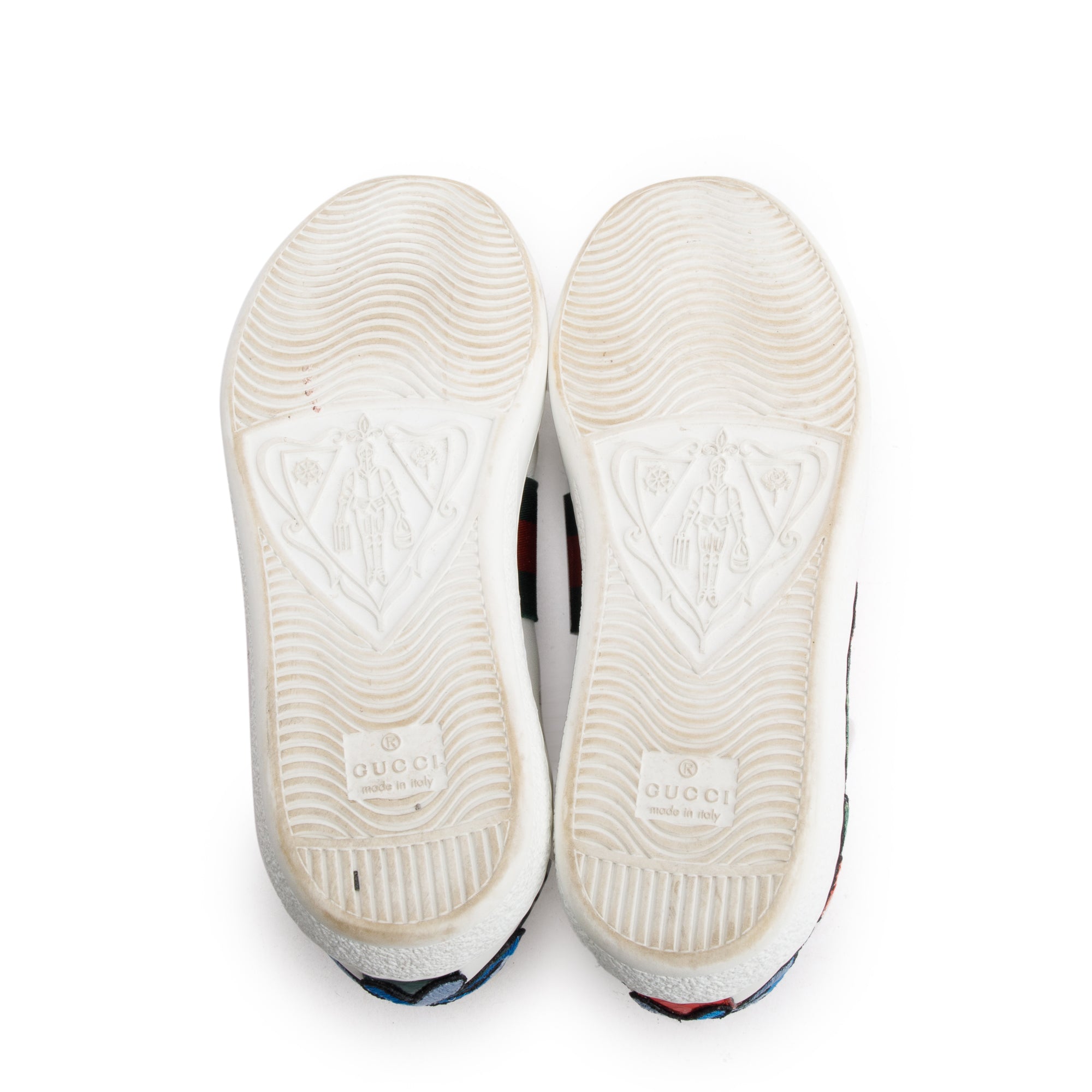Gucci White Leather Embroidered Web Flower Ace Sneakers, Size 35.5