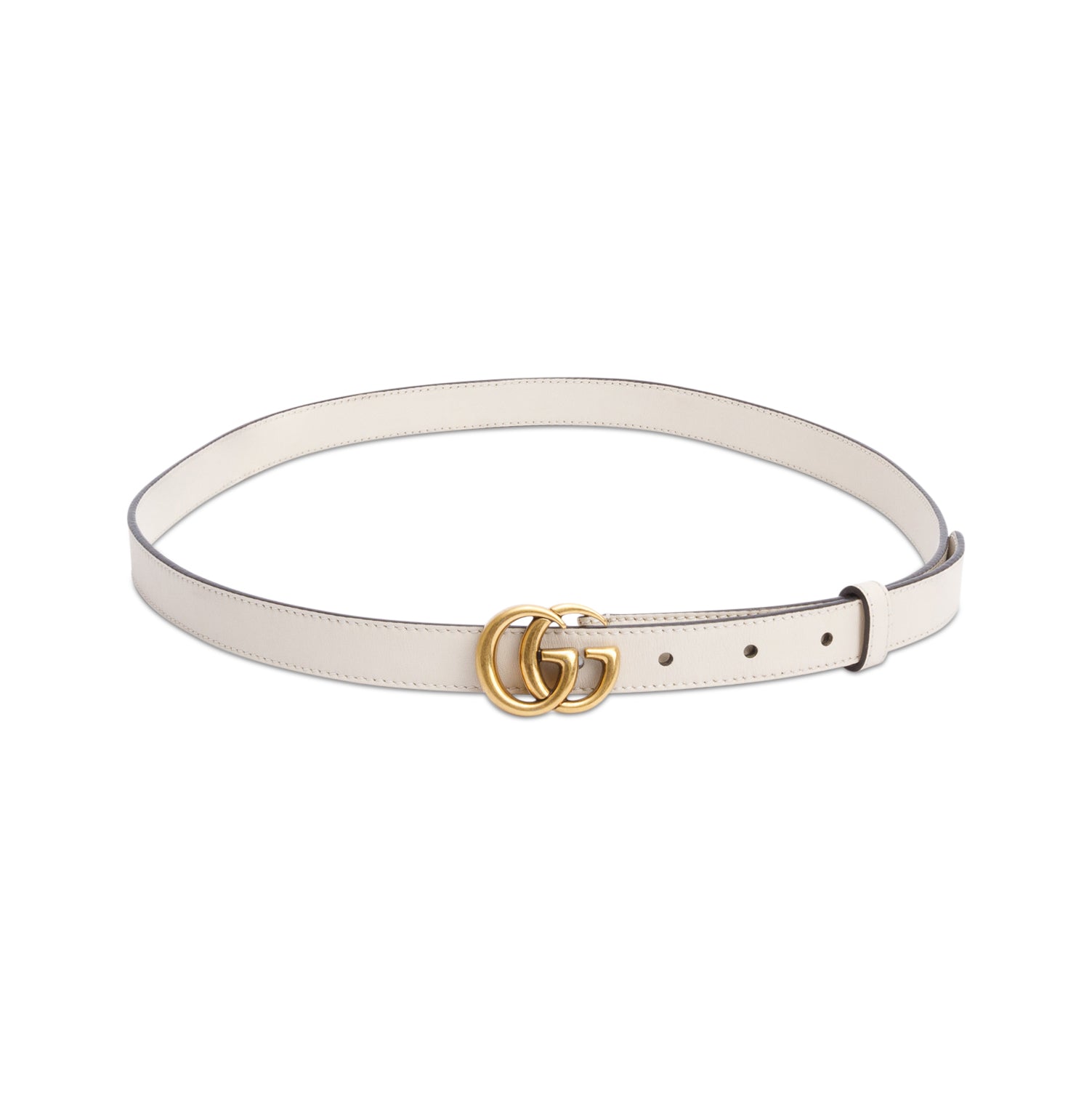 Gucci White Leather GG Marmont Thin Belt, 90 36