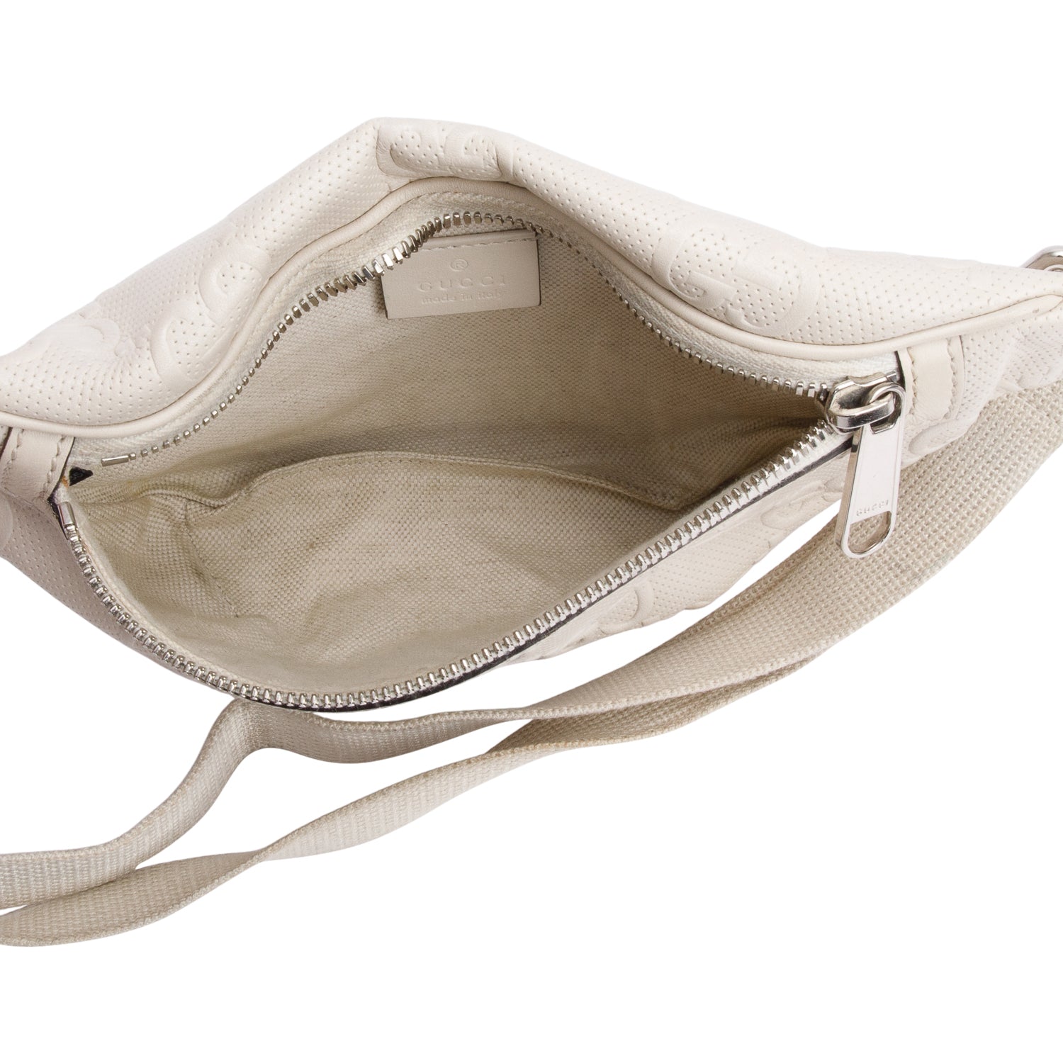 Gucci White Leather Jumbo GG Small Belt Bag w/ Box