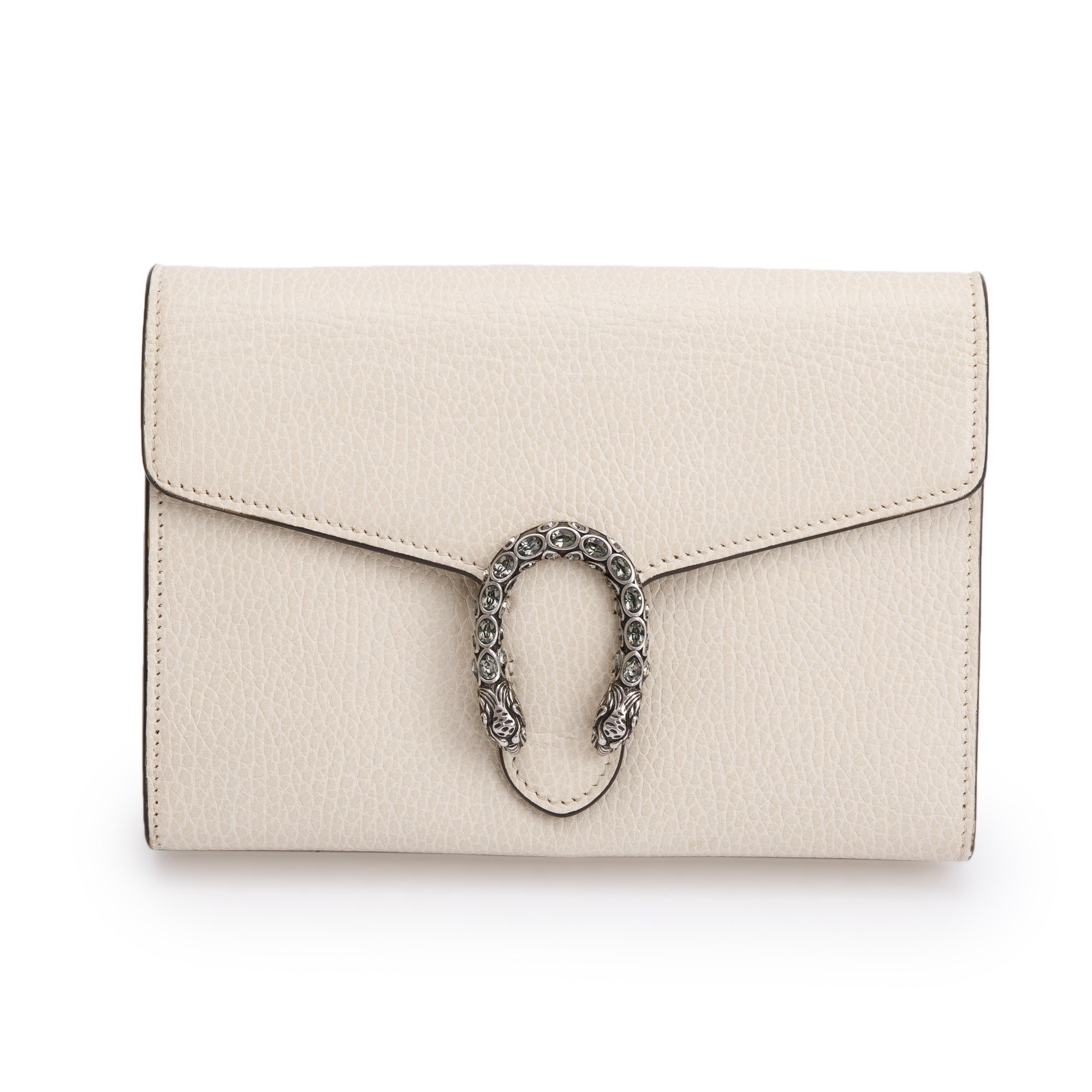 Gucci White Leather Mini Dionysus Chain Wallet