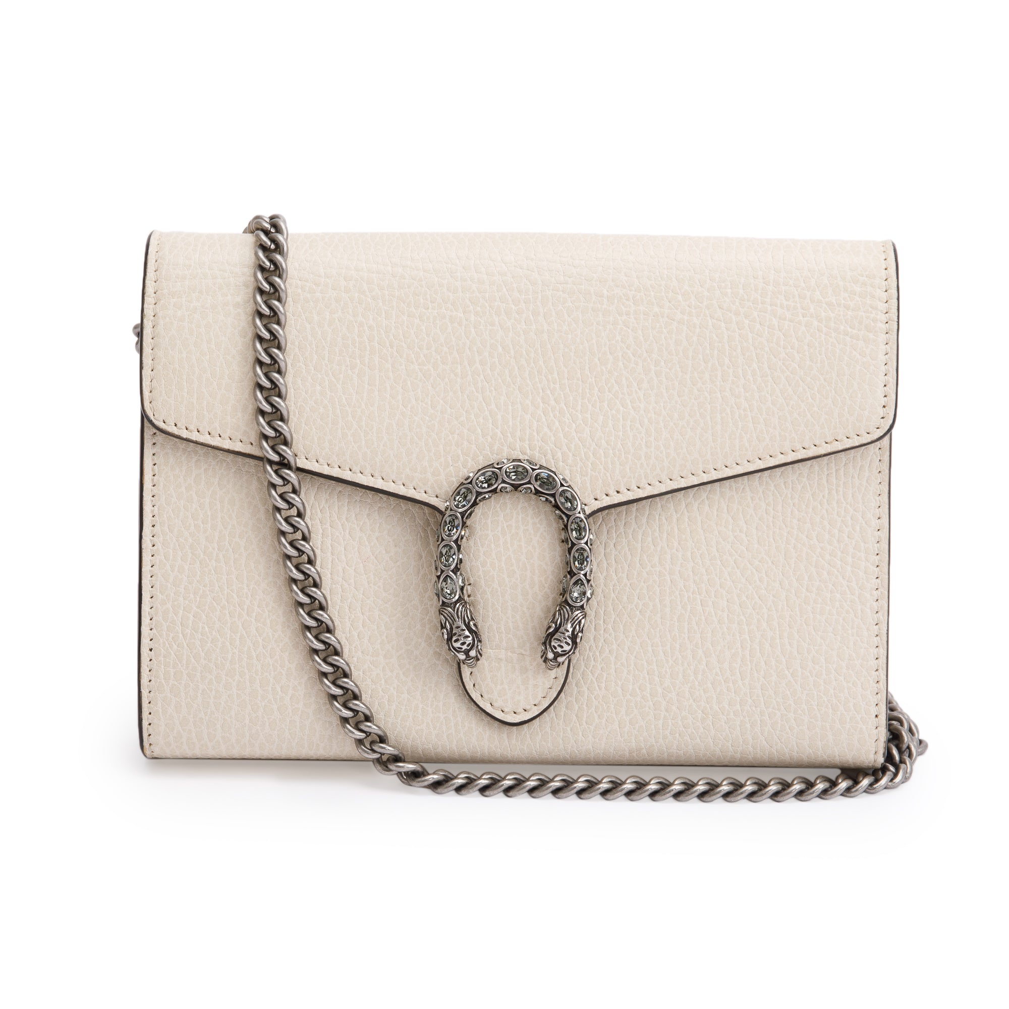 Gucci White Leather Mini Dionysus Chain Wallet