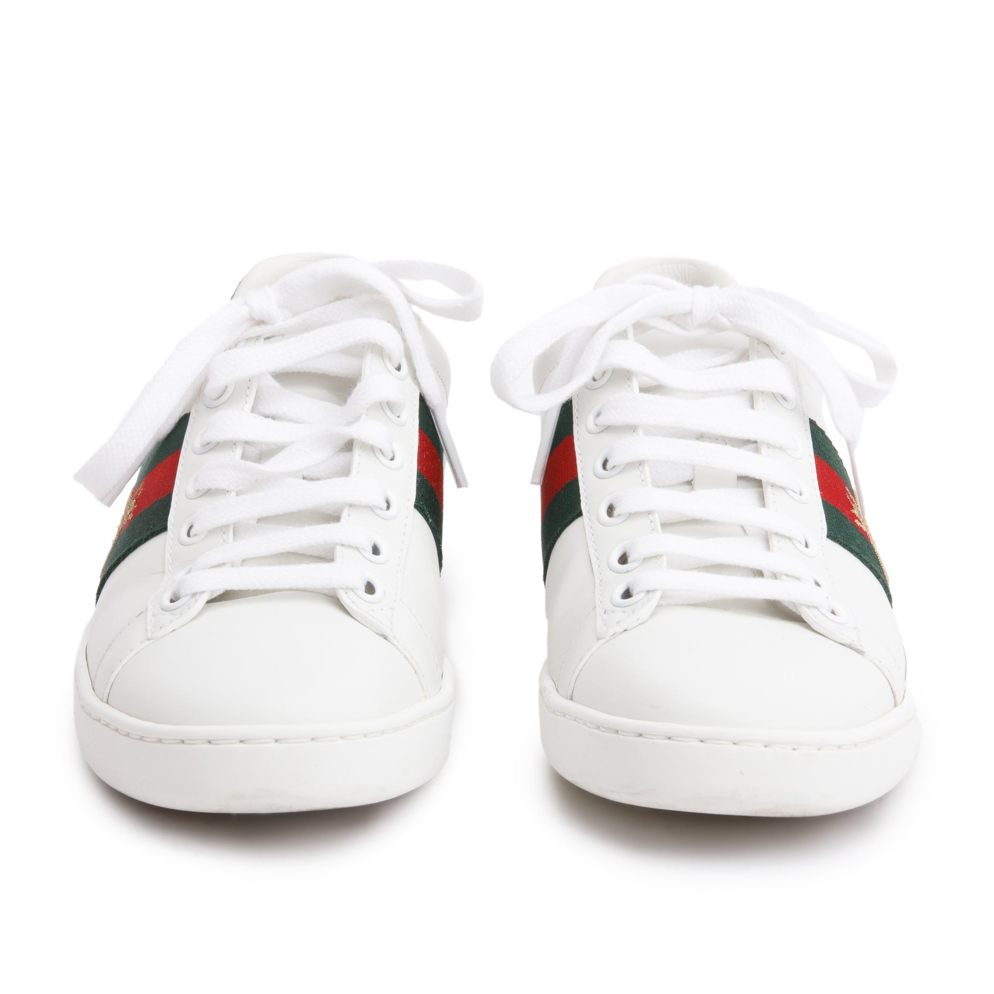 Leather Sneakers Gucci Shoes Size 34 Gucci White Leather Web Ace